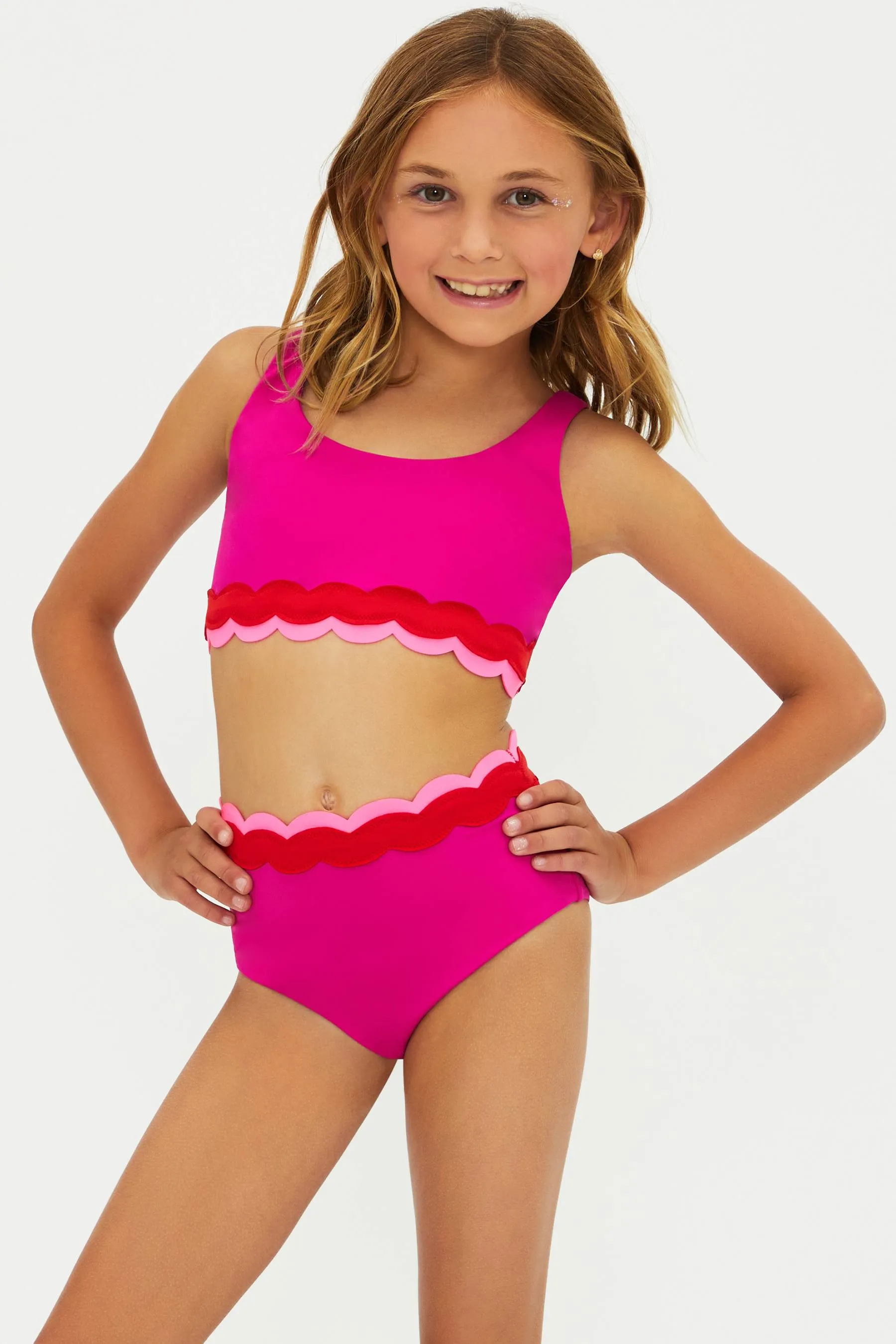 Little Marin & Harriet Set Fuchsia Red Neon Pink Wave sold by Beach Riot
