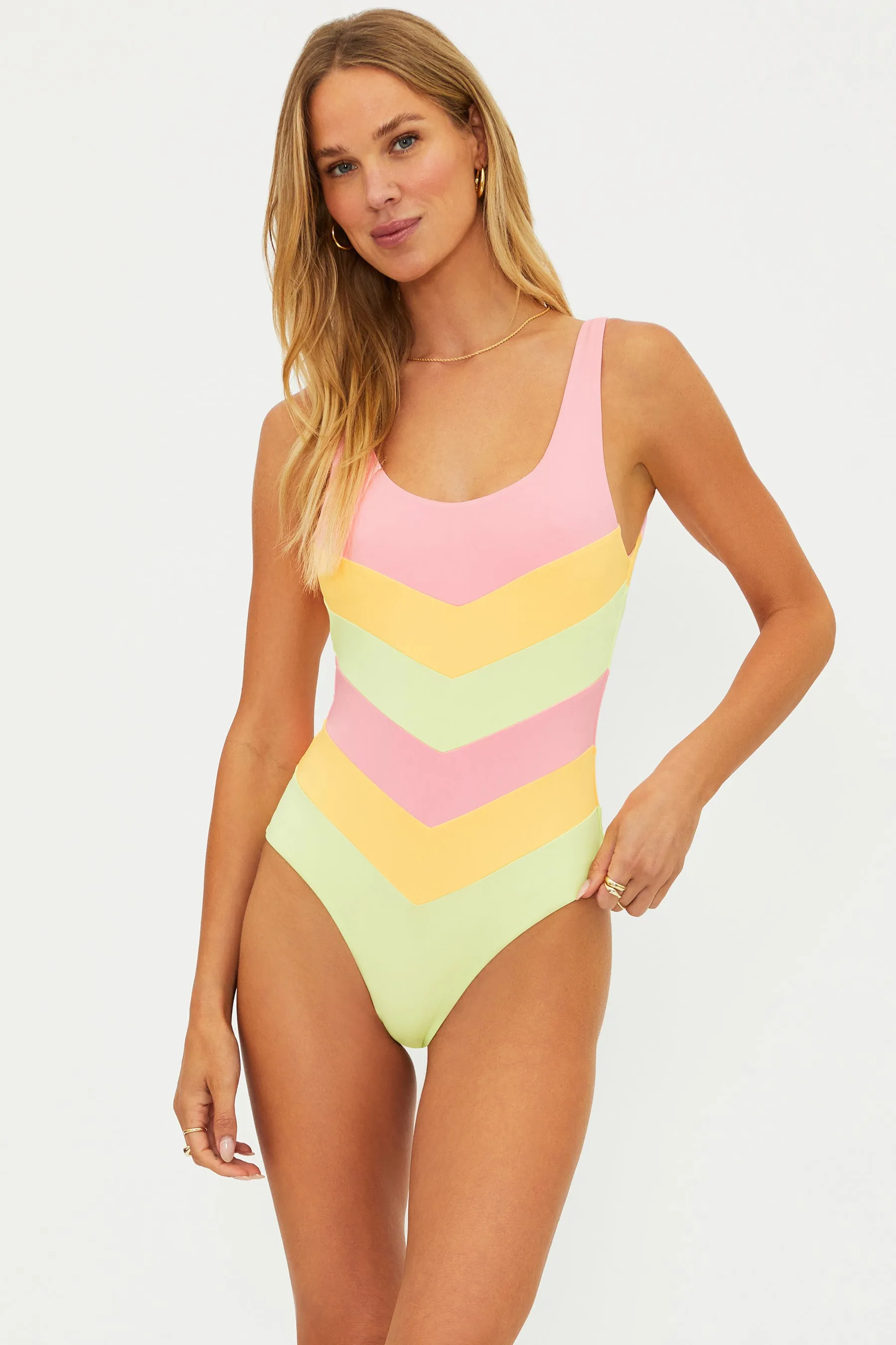 Cinthia One Piece Sorbet Chevron sold by Beach Riot