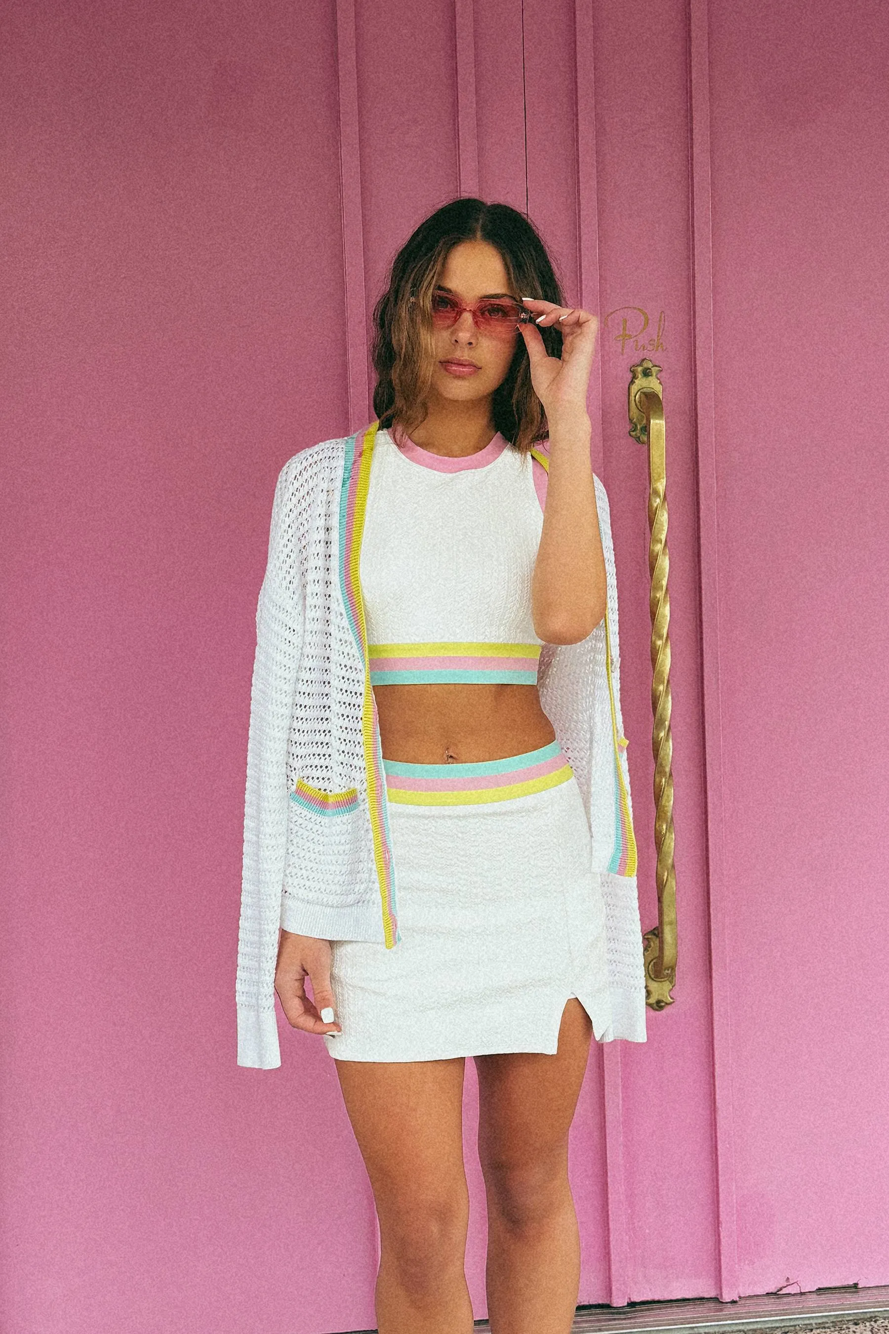 Gene Cardigan Rose Blush Colorblock sold by Beach Riot product image thumbnail 5