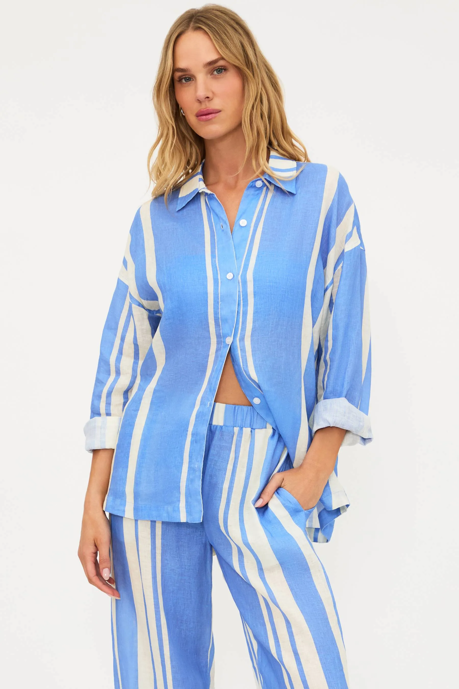 Cassidy Top Harbor Stripe Linen sold by Beach Riot product image thumbnail 3