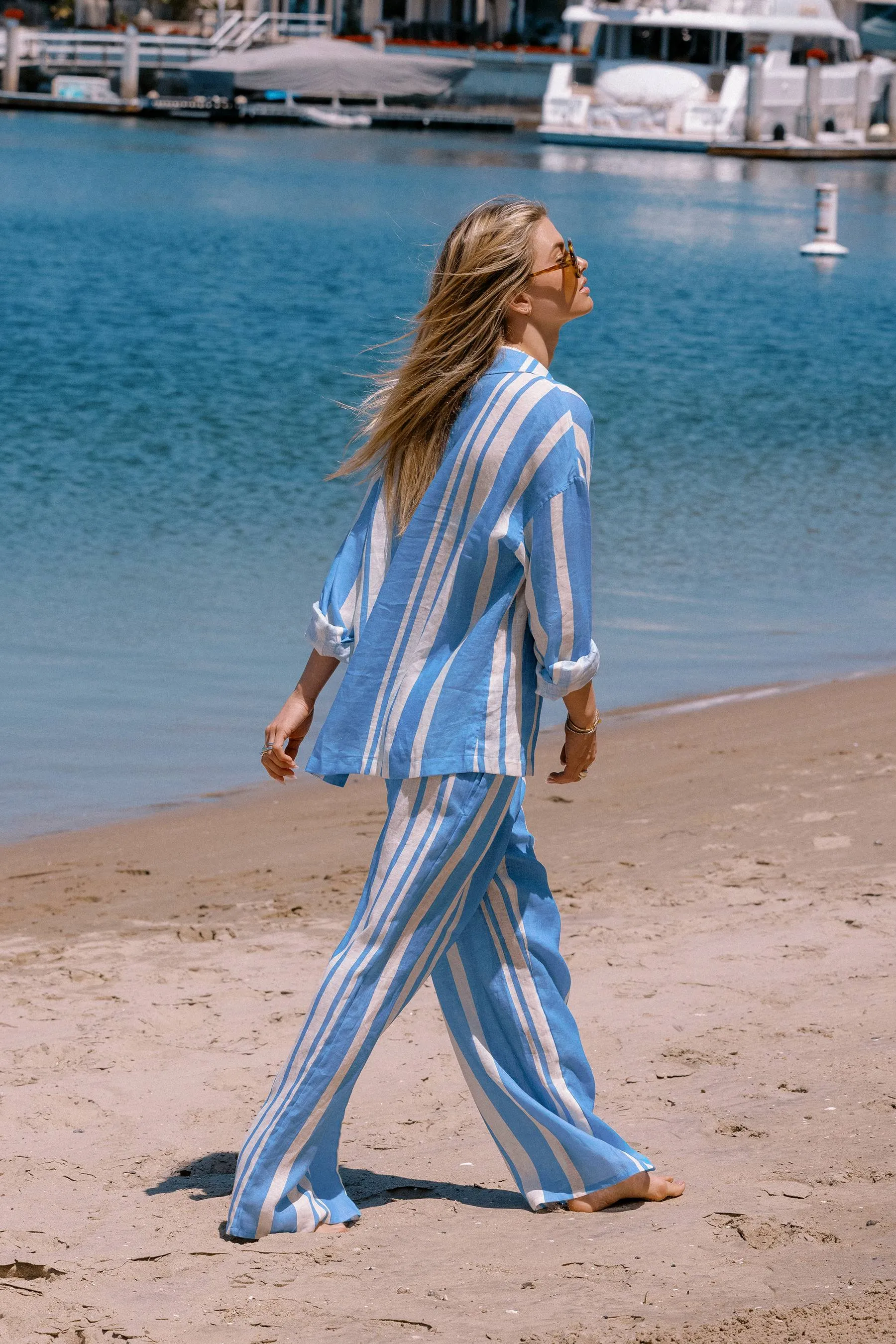 Audley Pant Harbor Stripe Linen sold by Beach Riot product image thumbnail 4