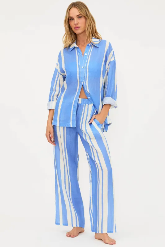 Audley Pant Harbor Stripe Linen sold by Beach Riot