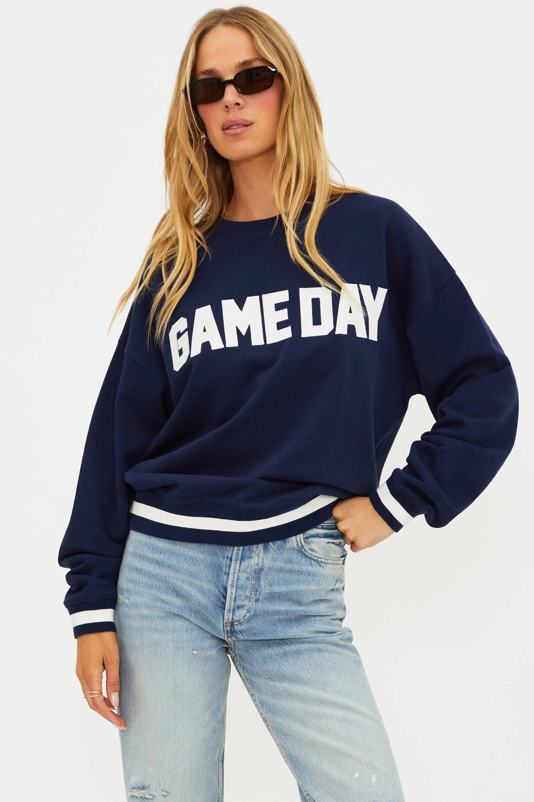 Devyn Sweatshirt Game Day Navy sold by Beach Riot product image thumbnail 2