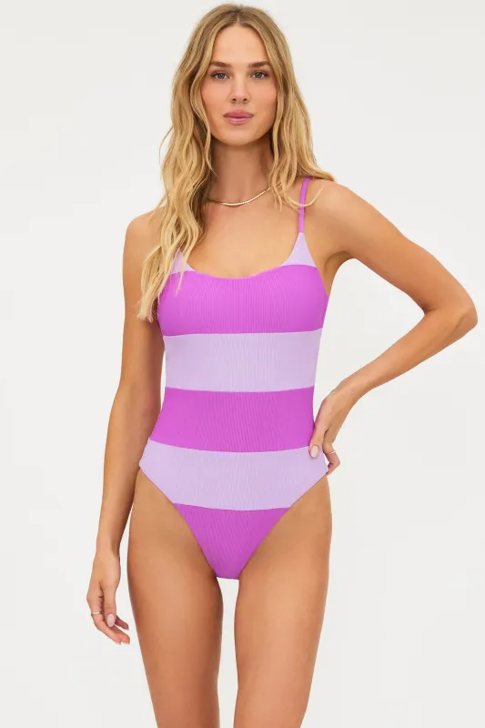 Calista One Piece Lavender Violet Colorblock sold by Beach Riot