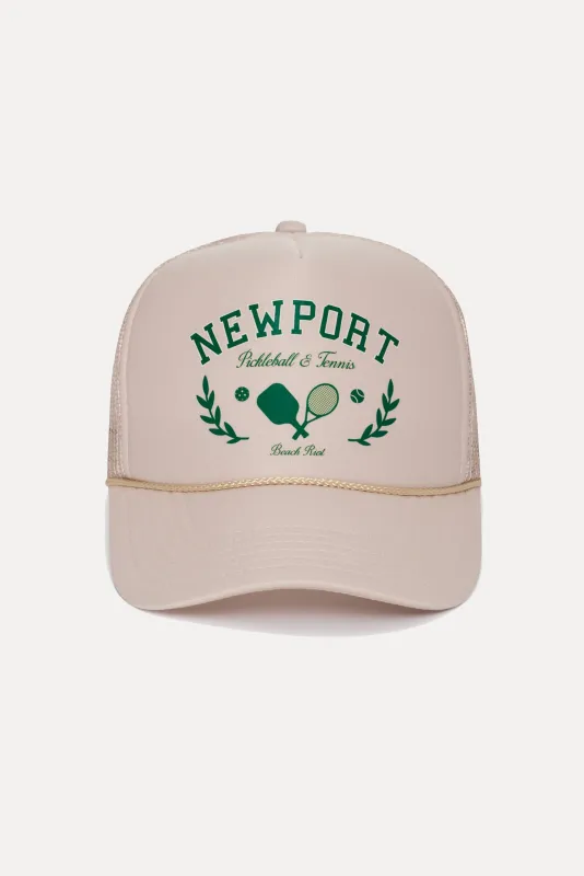 Newport Pickleball & Tennis Club Trucker Hat made by Beach Riot