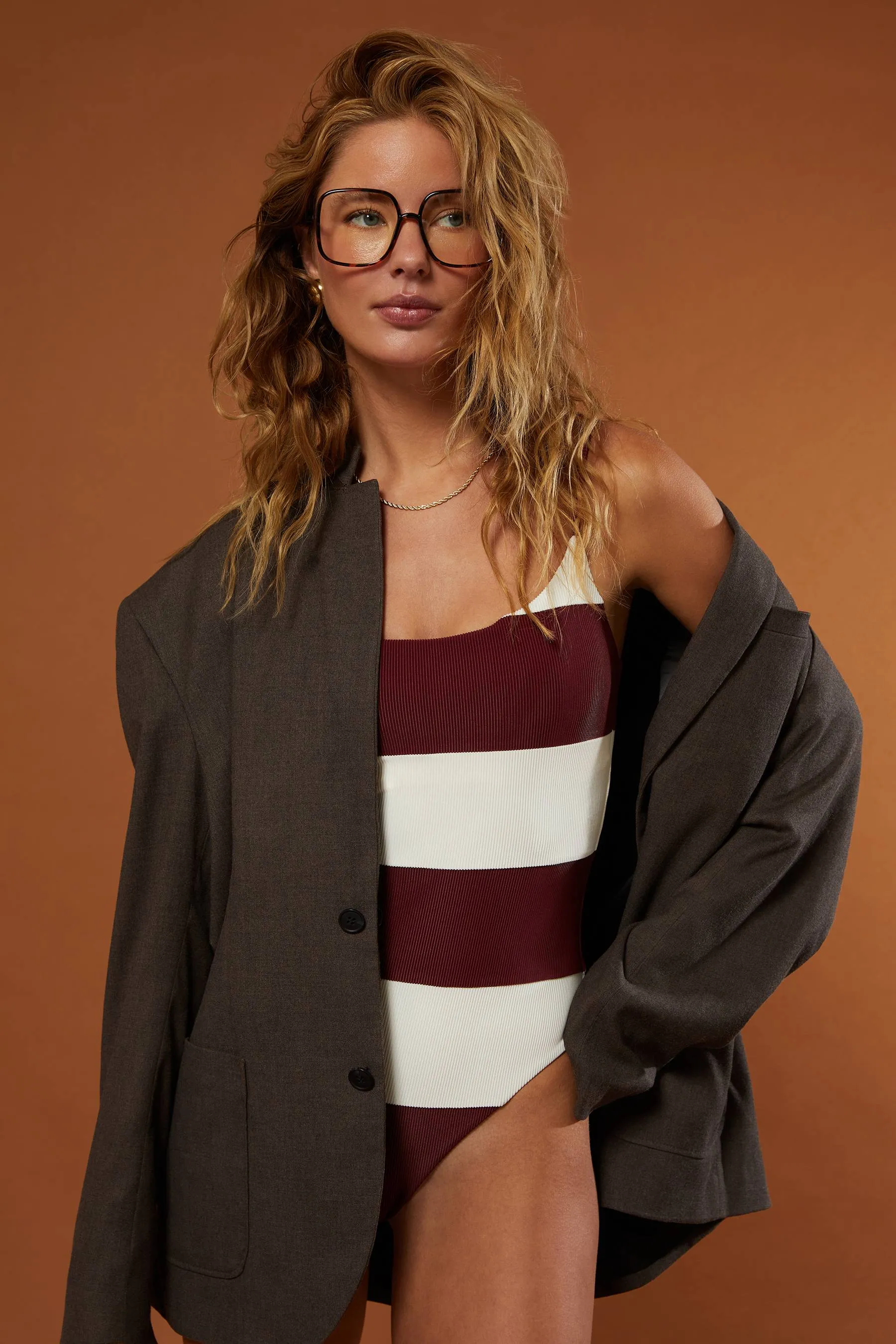 Calista One Piece Merlot Stripe sold by Beach Riot product image thumbnail 4