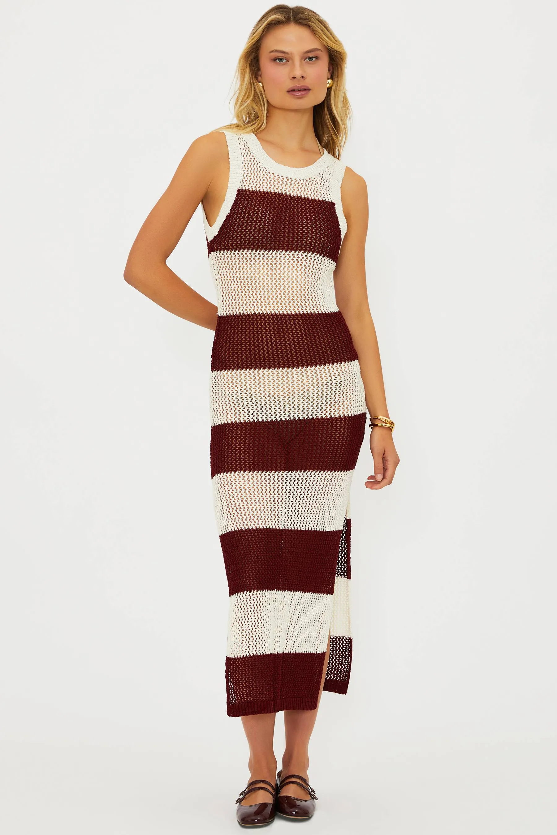 Holly Rose Dress Merlot Stripe sold by Beach Riot product image thumbnail 3