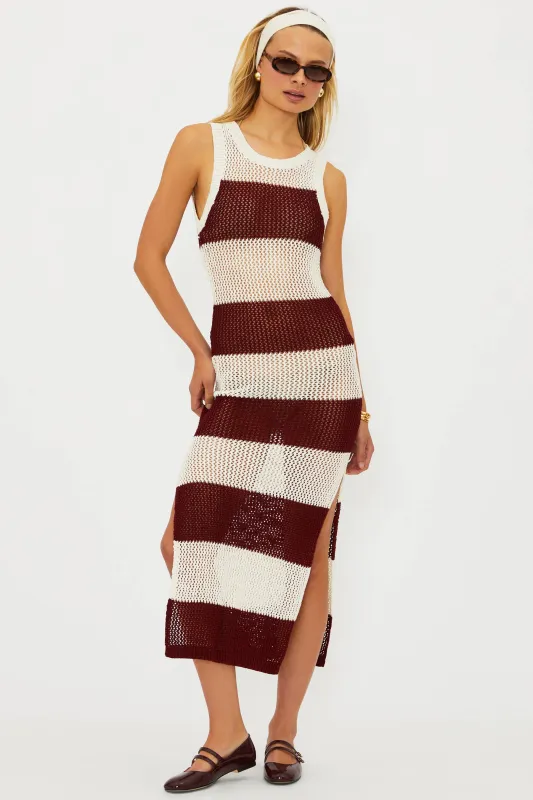 Holly Rose Dress Merlot Stripe sold by Beach Riot
