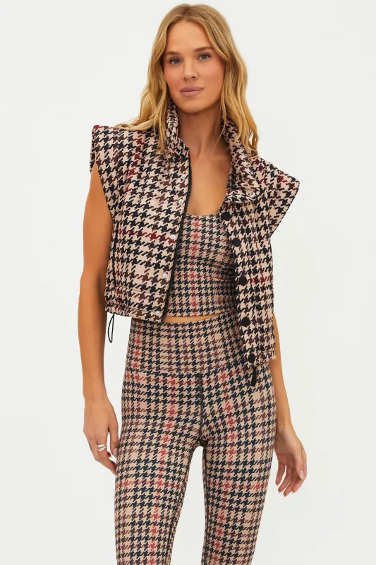 Canyon Puffer Vest Midnight Houndstooth sold by Beach Riot