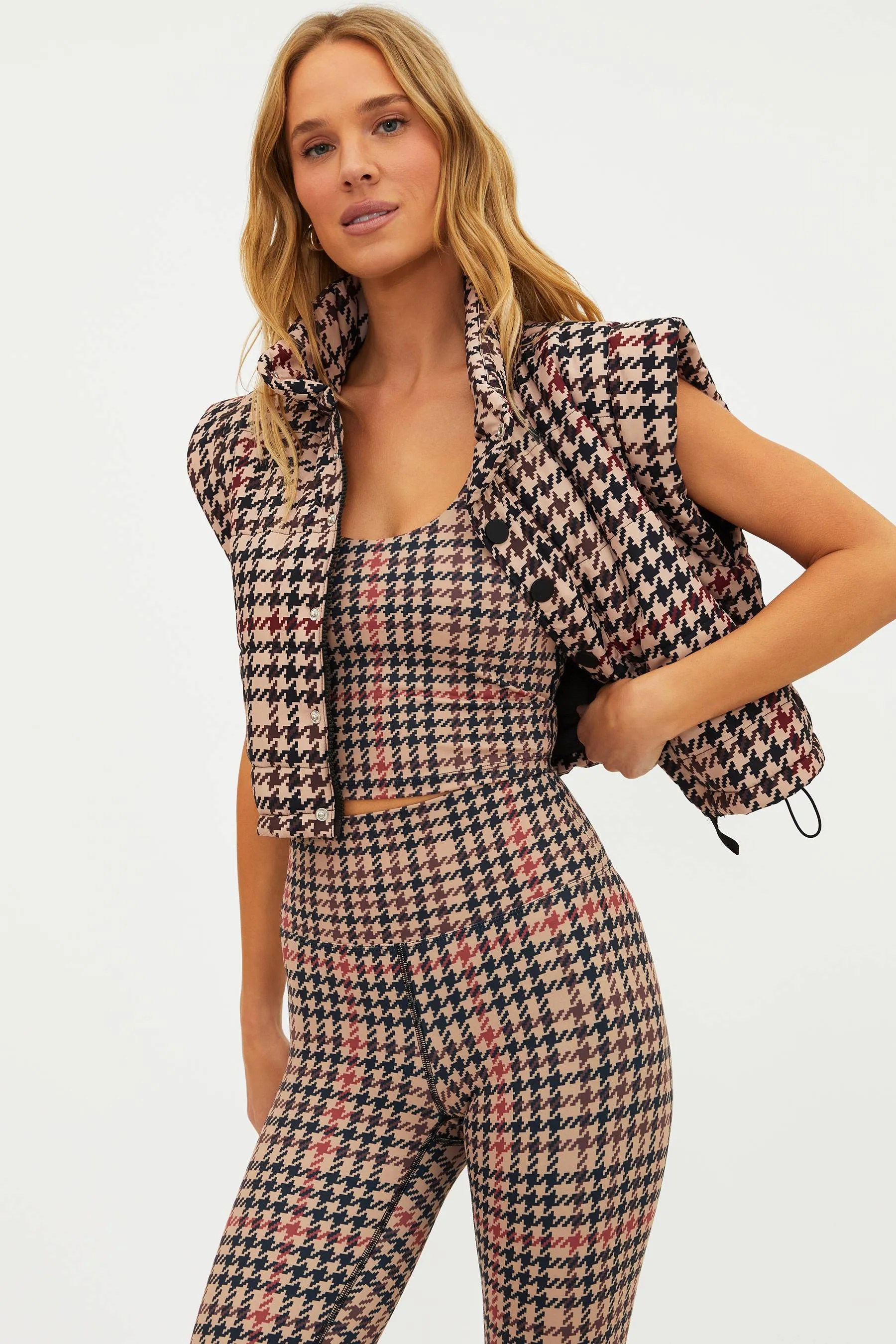 Canyon Puffer Vest Midnight Houndstooth sold by Beach Riot product image thumbnail 5