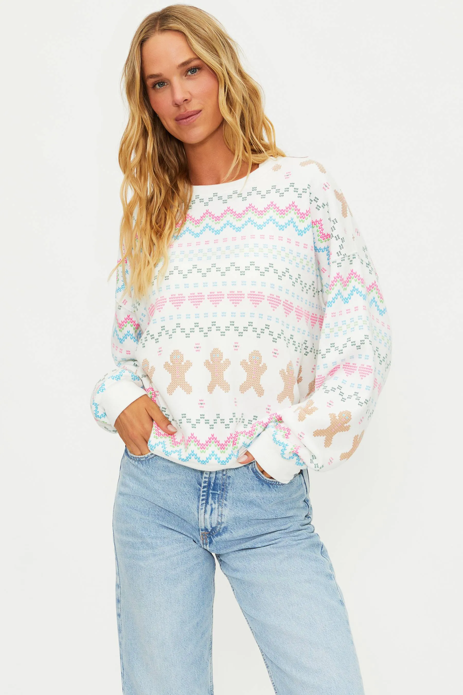 Anthropologie X Beach Riot Devyn Sweatshirt Gingerbread Fairisle sold by Beach Riot product image thumbnail 5