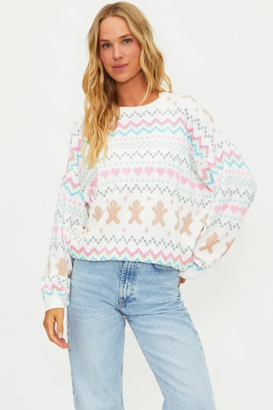 Anthropologie X Beach Riot Devyn Sweatshirt Gingerbread Fairisle made by Beach Riot