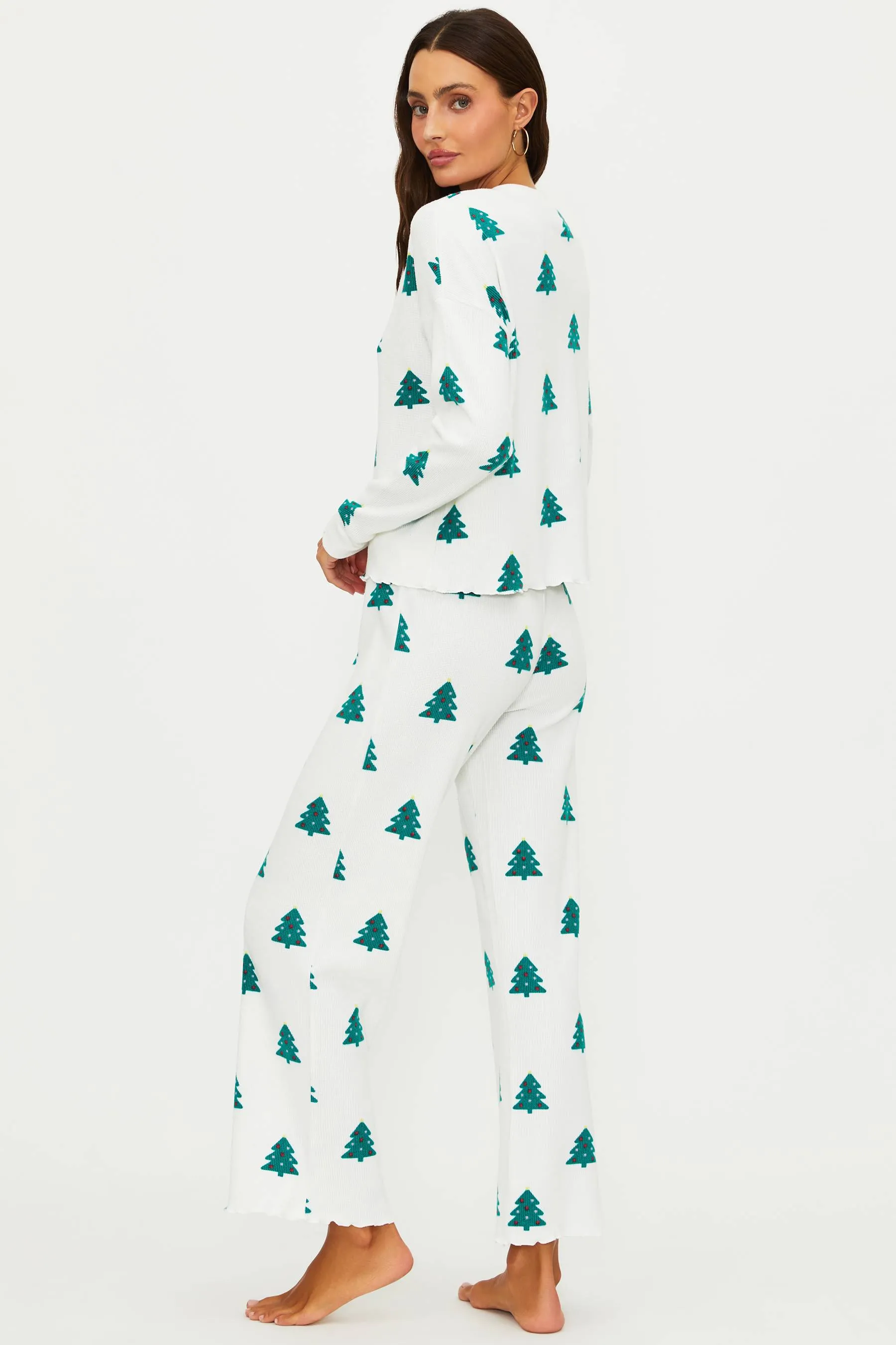 Anthropologie X Beach Riot Pacific Long Sleeve Sleep Set White Christmas Waffle sold by Beach Riot product image thumbnail 2