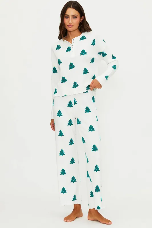 Anthropologie X Beach Riot Pacific Long Sleeve Sleep Set White Christmas Waffle sold by Beach Riot