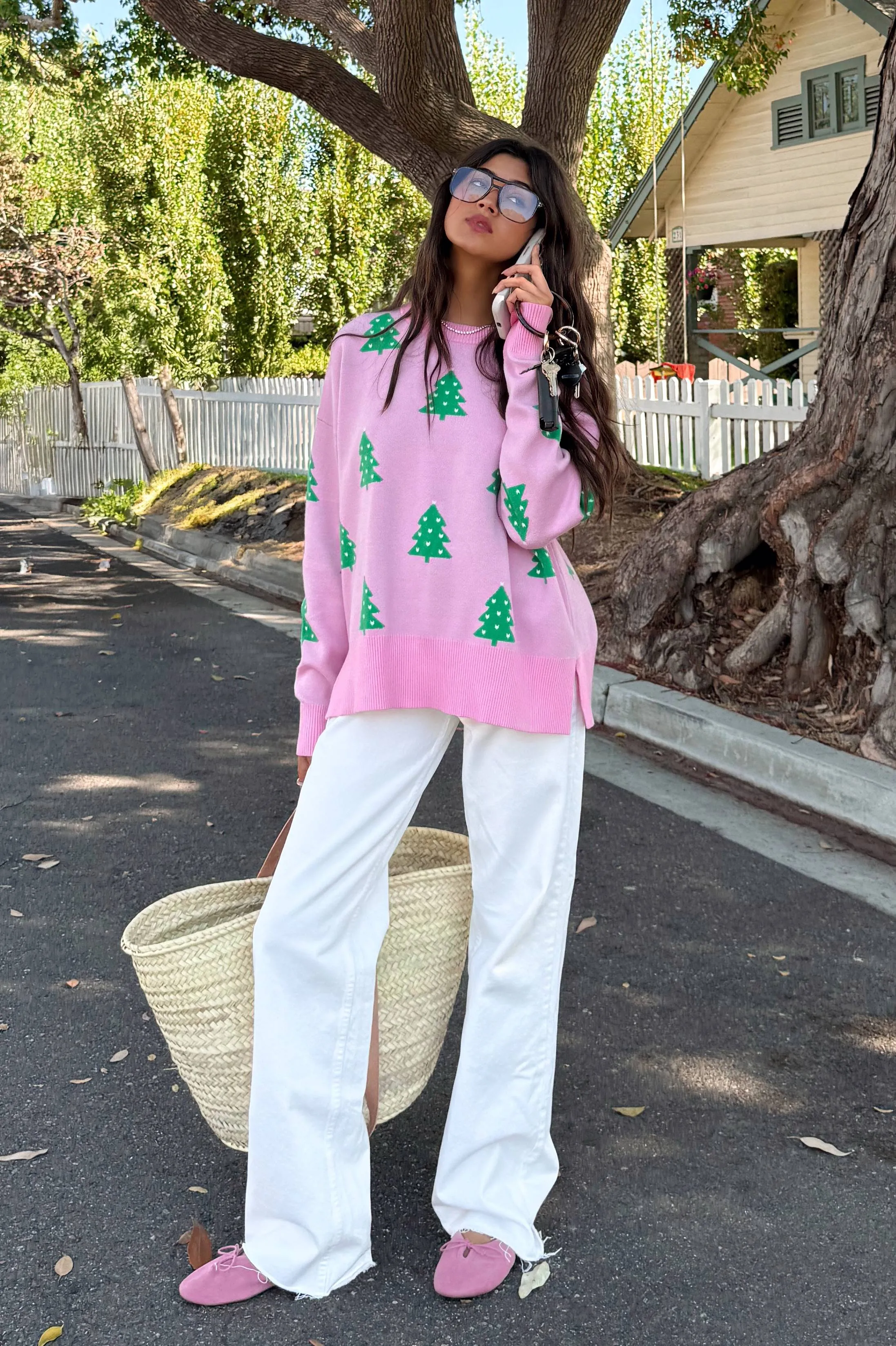 Callie Sweater Pink Christmas sold by Beach Riot product image thumbnail 4