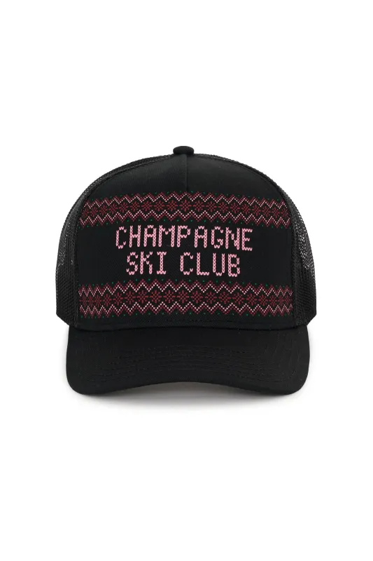 Anthropologie X Beach Riot Trucker Hat Black Champagne Ski Club made by Beach Riot