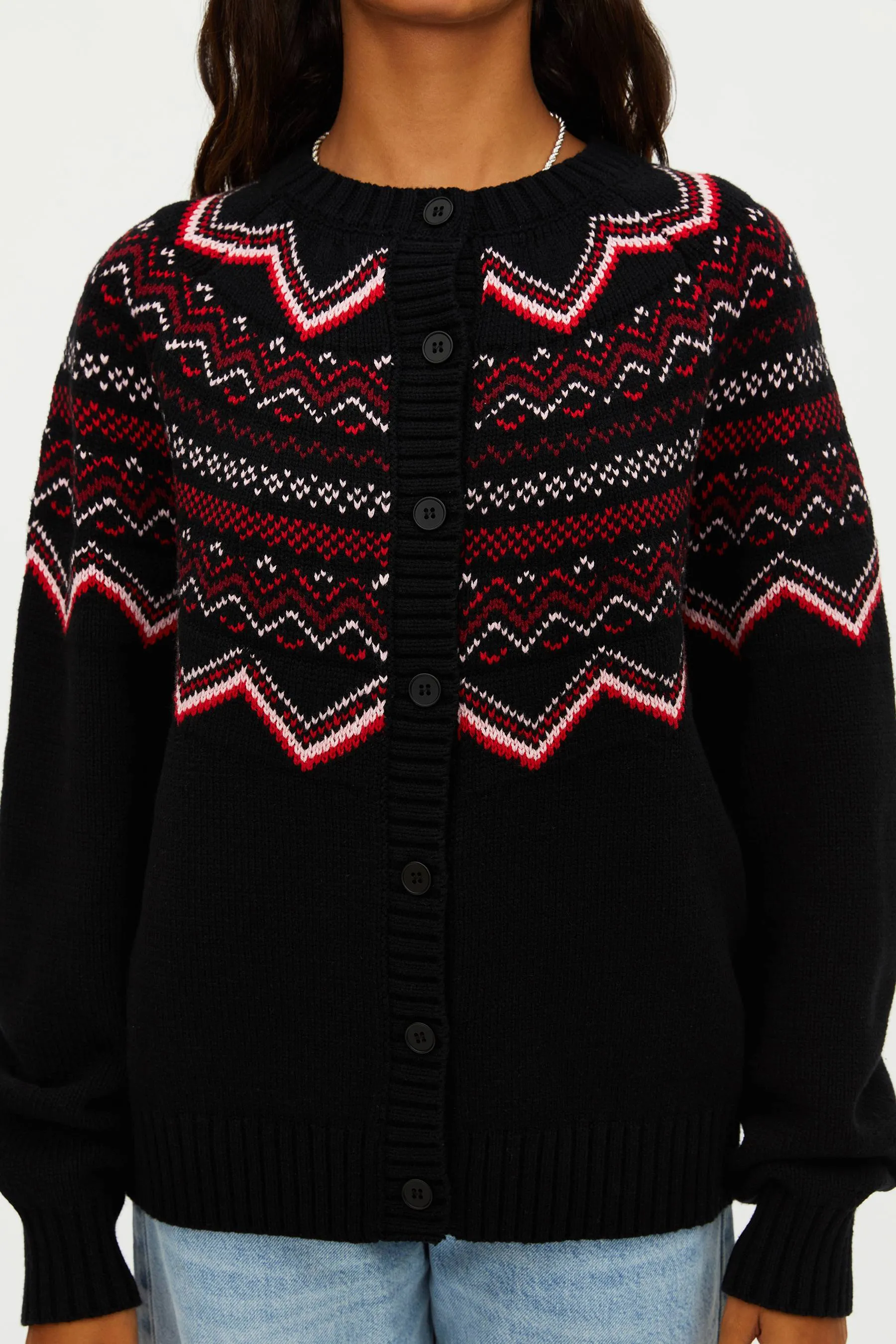 Anthropologie X Beach Riot Seraphine Cardigan Black Cheers Fairisle sold by Beach Riot product image thumbnail 3