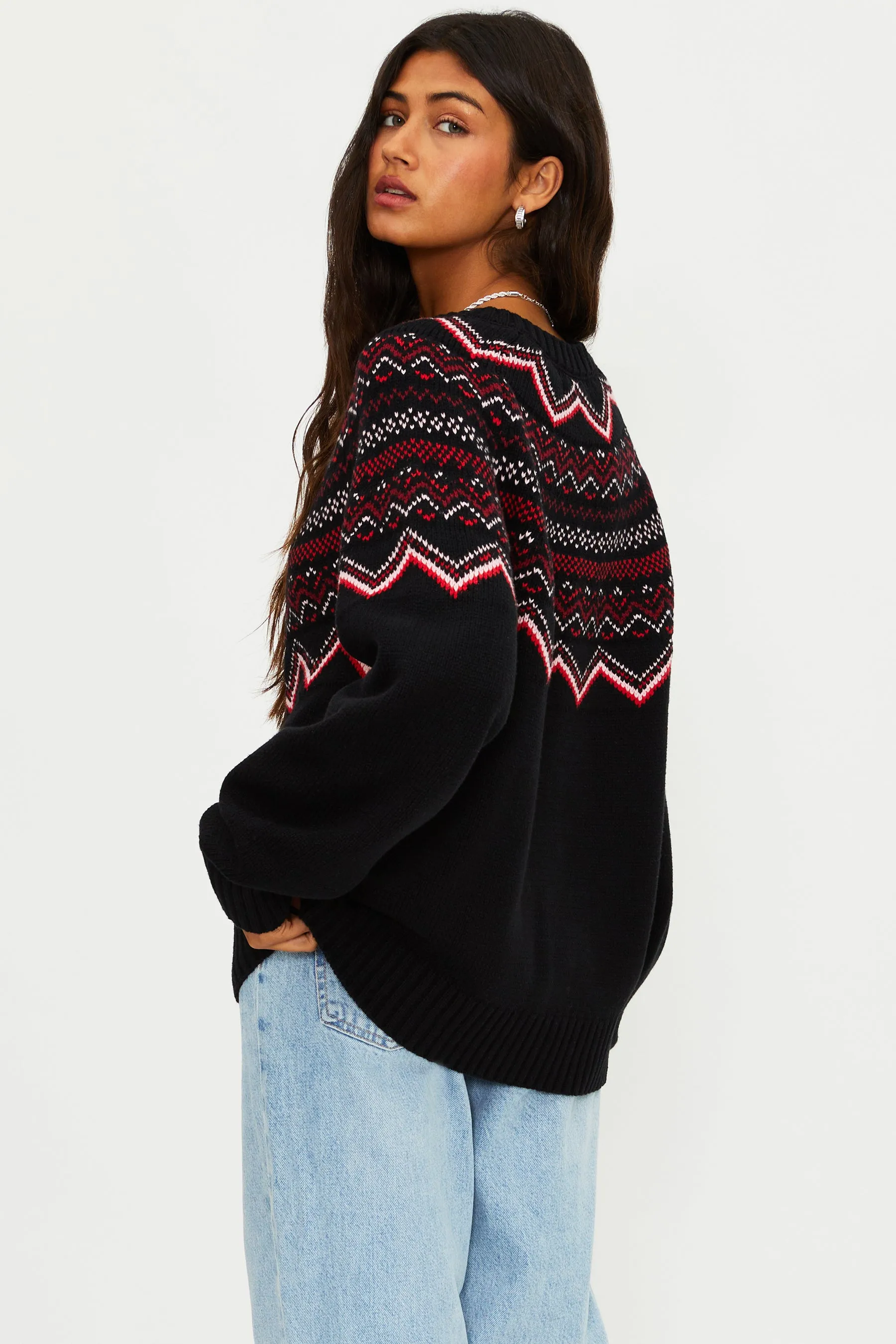 Anthropologie X Beach Riot Seraphine Cardigan Black Cheers Fairisle sold by Beach Riot product image thumbnail 2