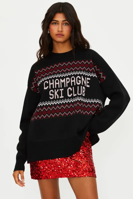 Anthropologie X Beach Riot Callie Sweater Cheers Champagne Ski Club sold by Beach Riot