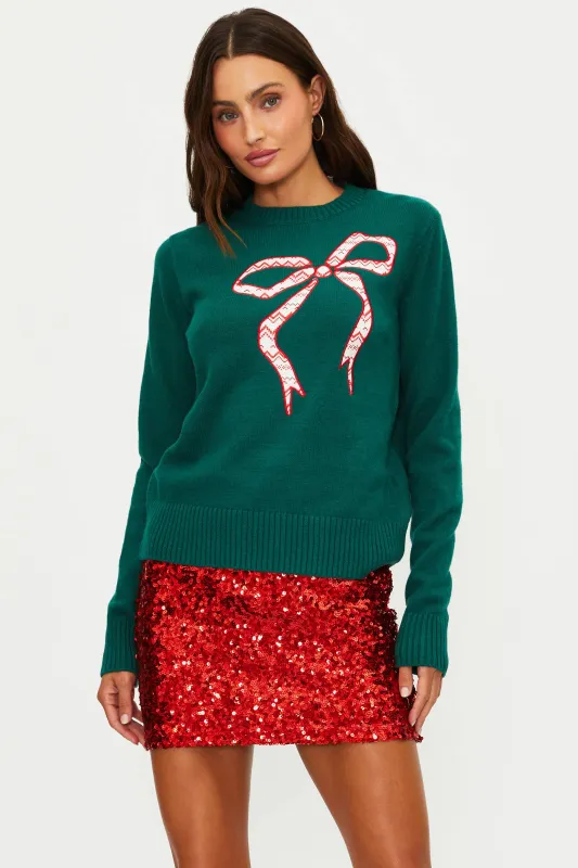 Anthropologie X Beach Riot Jolene Sweater Cheers Fairisle Bow sold by Beach Riot