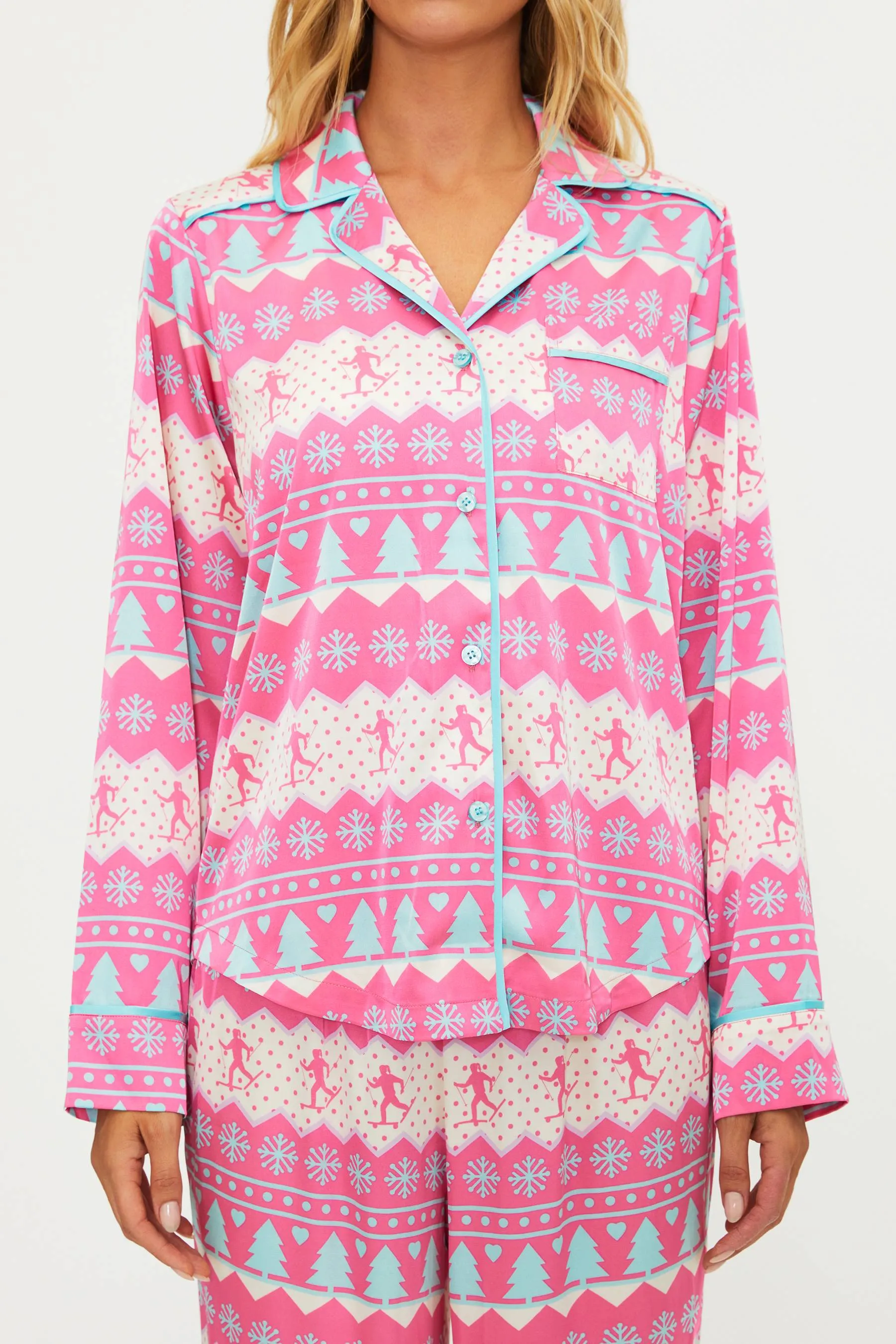 Anthropologie X Beach Riot Livy Top & Conny Pant Set Pink Chevron Skier sold by Beach Riot product image thumbnail 5