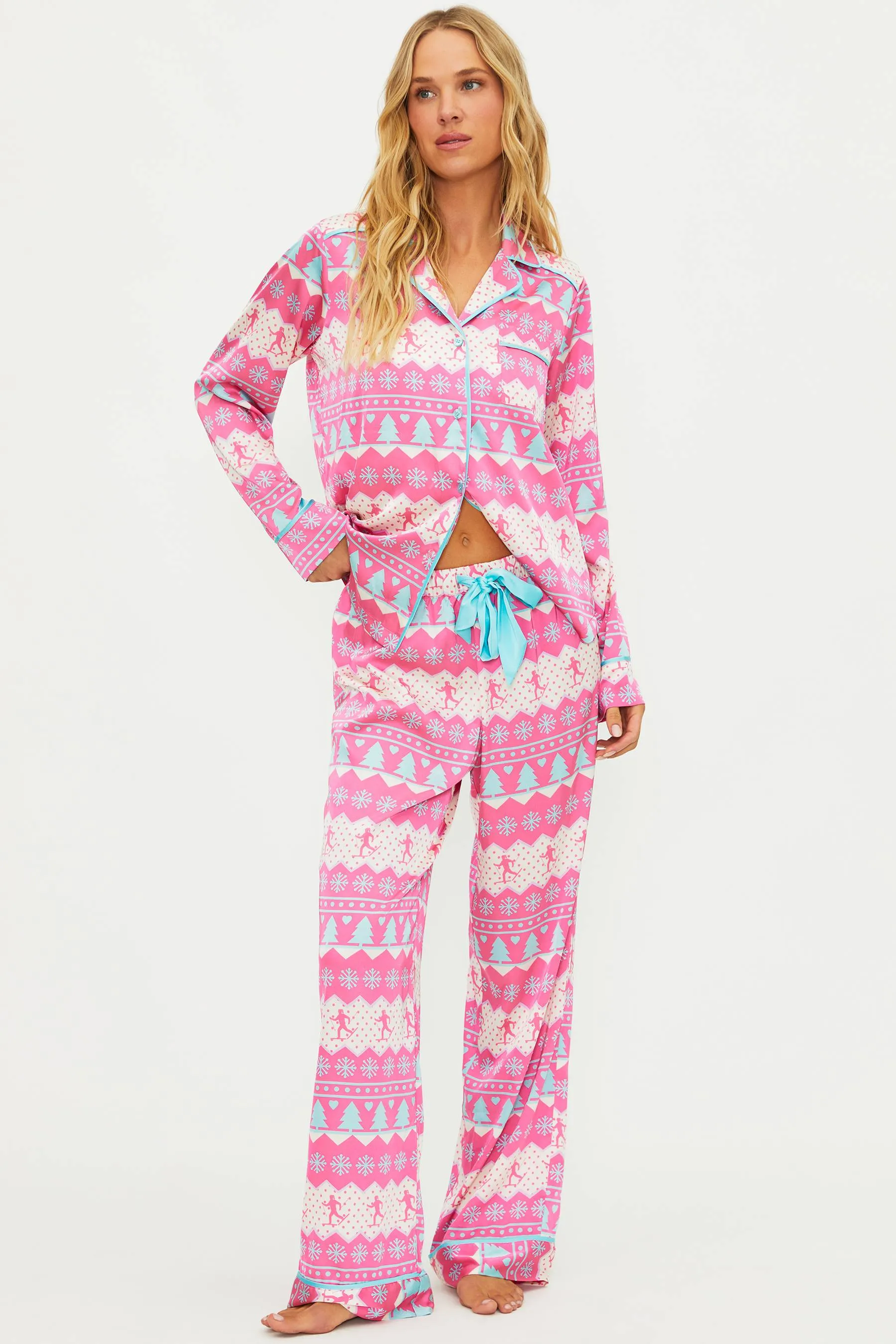 Anthropologie X Beach Riot Livy Top & Conny Pant Set Pink Chevron Skier sold by Beach Riot