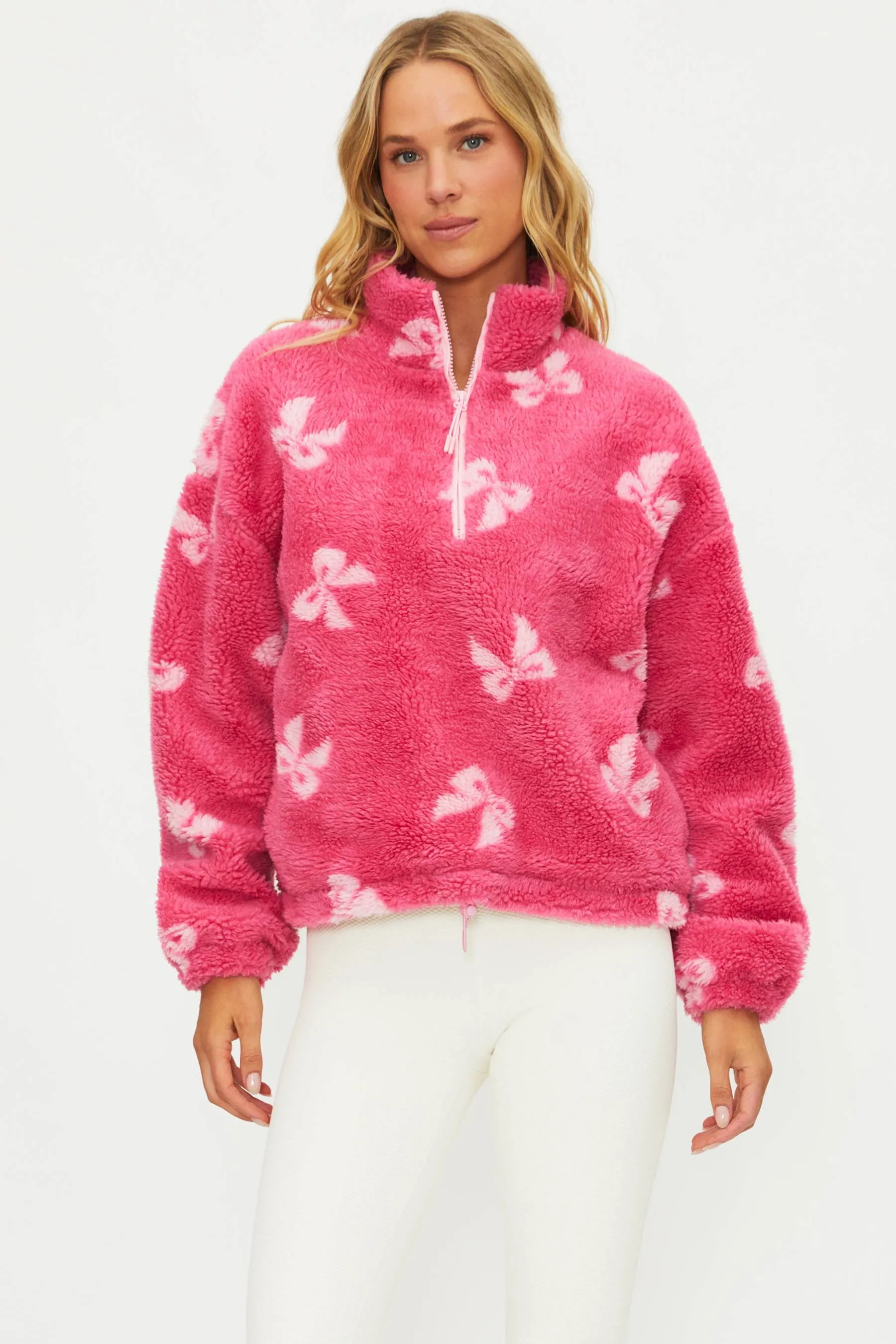 Anthropologie X Beach Riot Leona Sherpa Pink Bows sold by Beach Riot