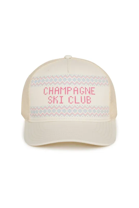 Anthropologie X Beach Riot Trucker Hat Egret Champagne Ski Club made by Beach Riot