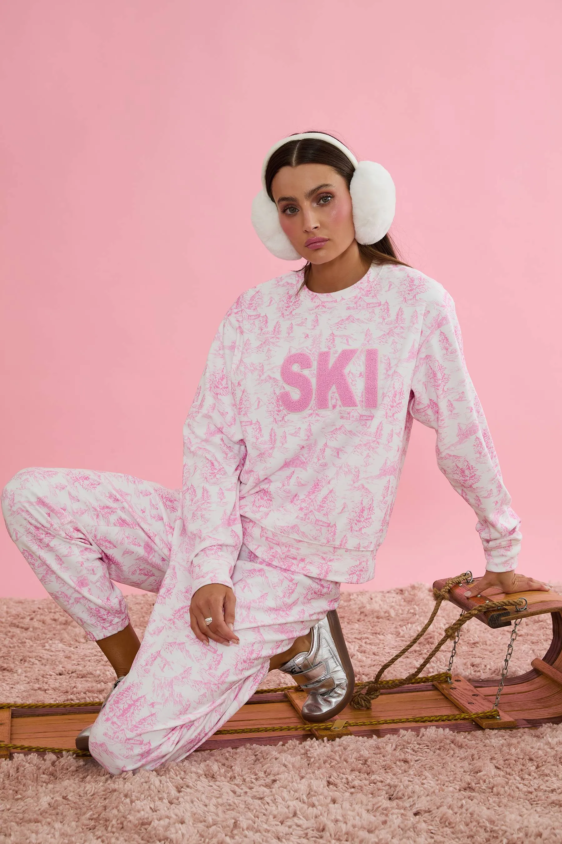 Georgie Pant Powder Pink Toile sold by Beach Riot product image thumbnail 4