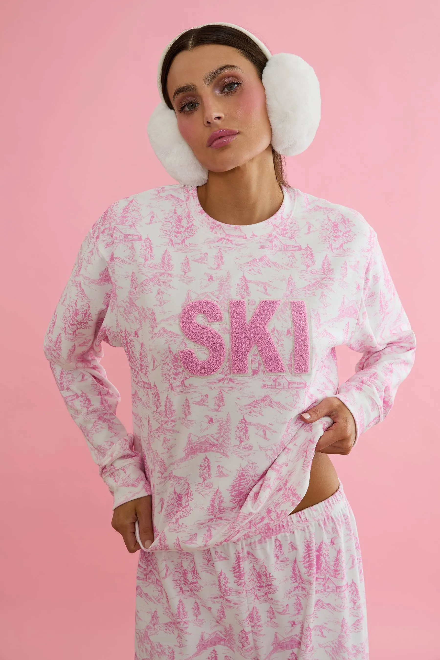 Cassia Top Powder Pink Toile sold by Beach Riot product image thumbnail 3