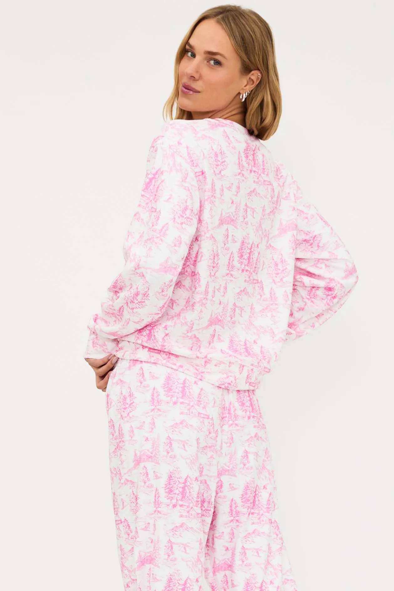 Cassia Top Powder Pink Toile sold by Beach Riot product image thumbnail 2