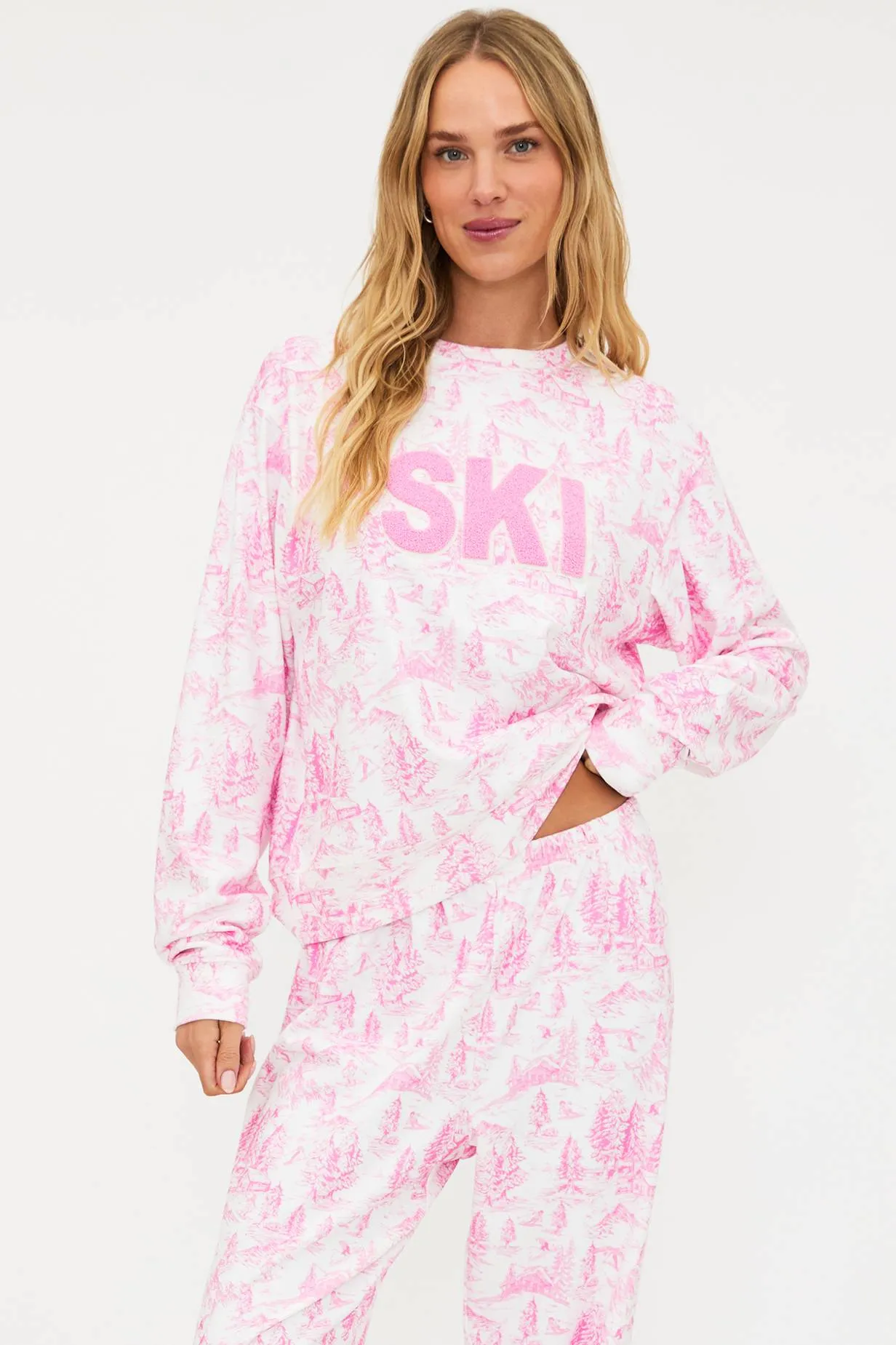 Cassia Top Powder Pink Toile sold by Beach Riot product image thumbnail 5