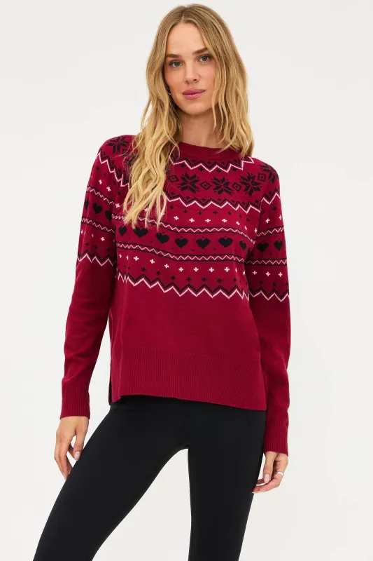 Elizabeth Sweater Merlot Fairisle sold by Beach Riot