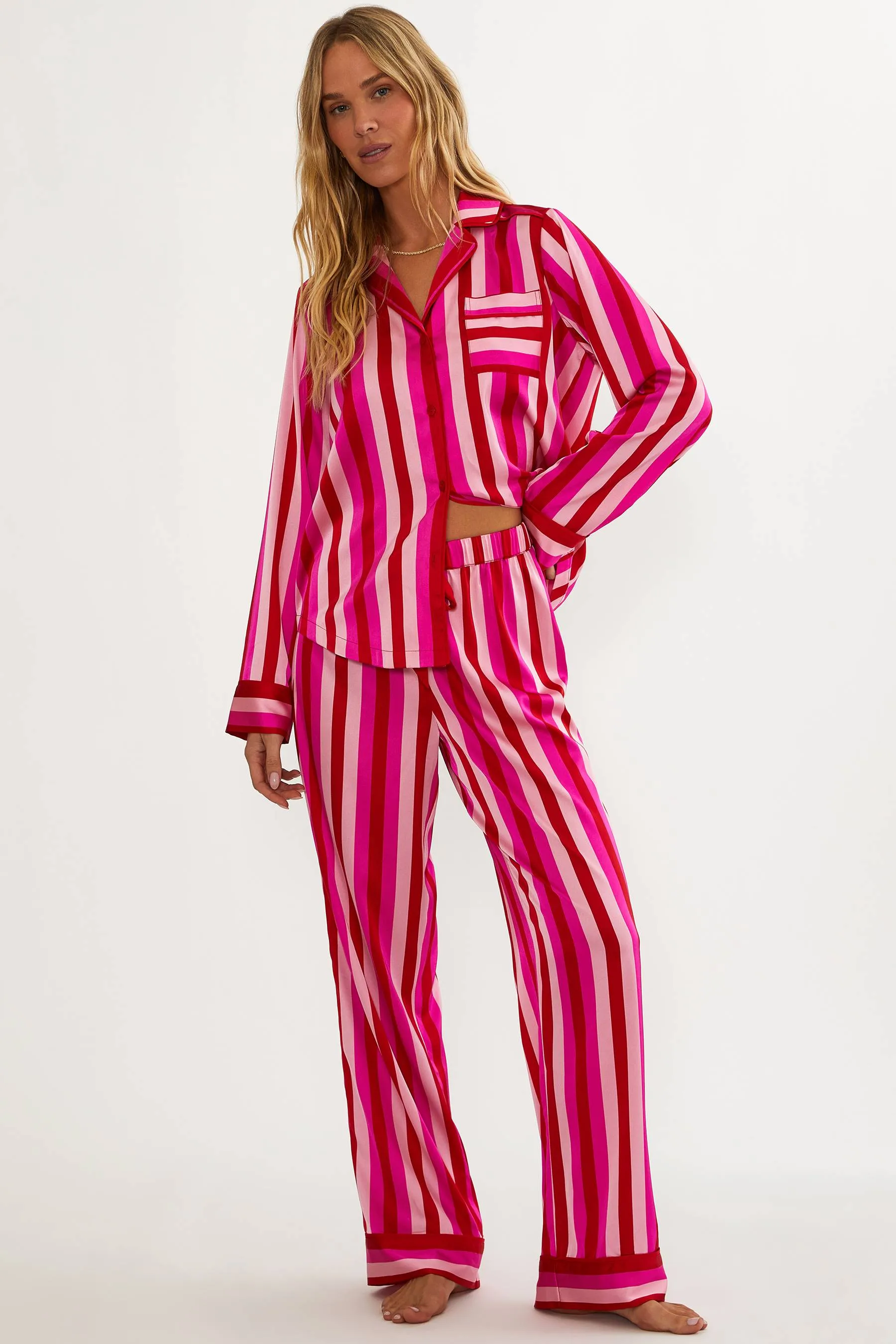 Livy Top & Connie Pant Set Pink & Red Stripe sold by Beach Riot product image thumbnail 3
