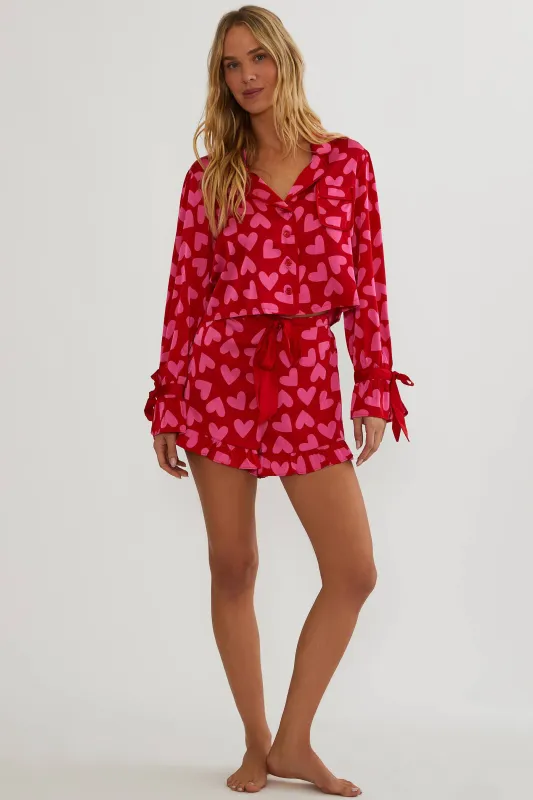 Aurora & Luna Pj Set Valentine Heart sold by Beach Riot