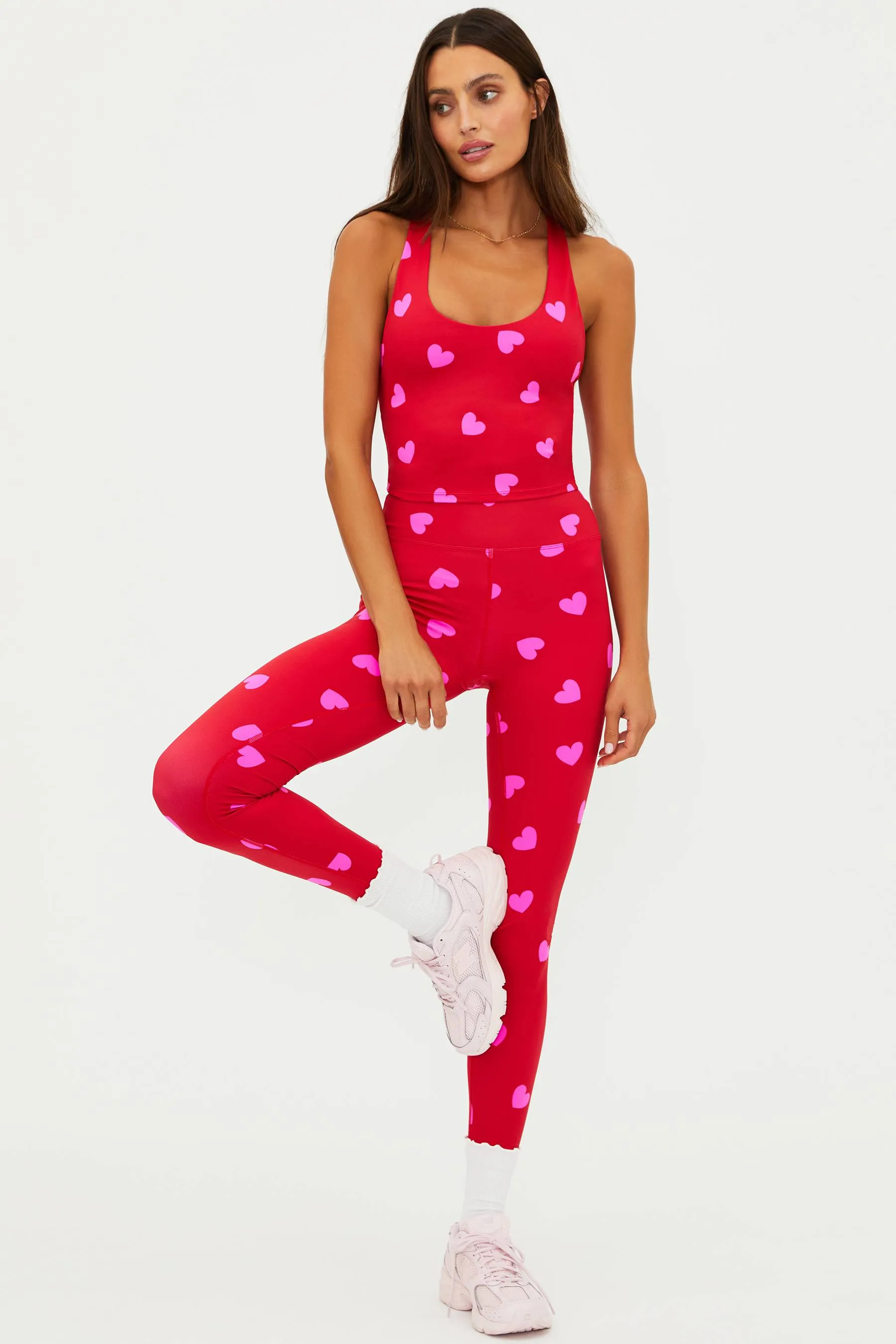 Piper Legging Royal Red Hearts sold by Beach Riot