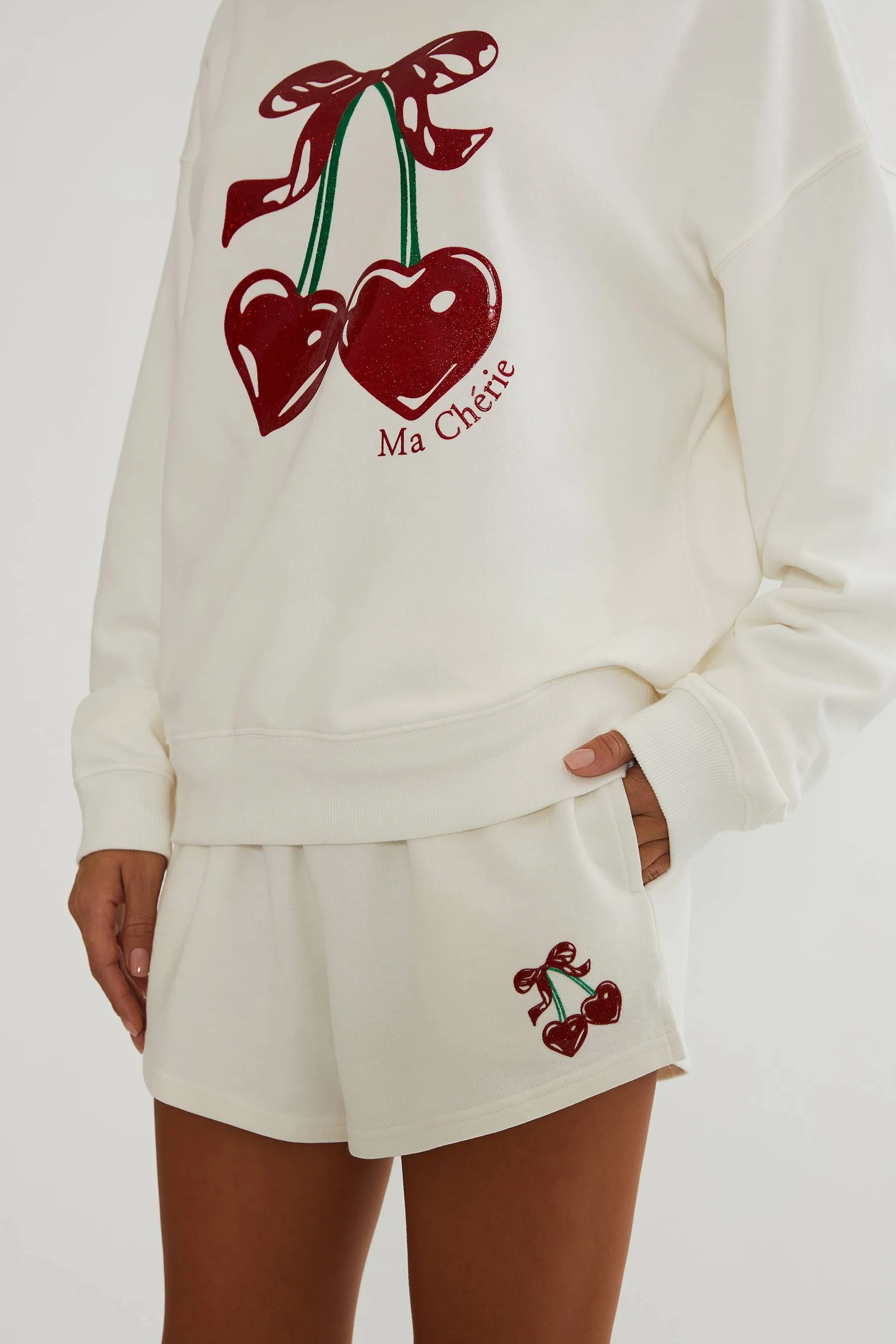 Anthropologie X Beach Riot Devyn Sweatshirt Ma Cherie White sold by Beach Riot product image thumbnail 5