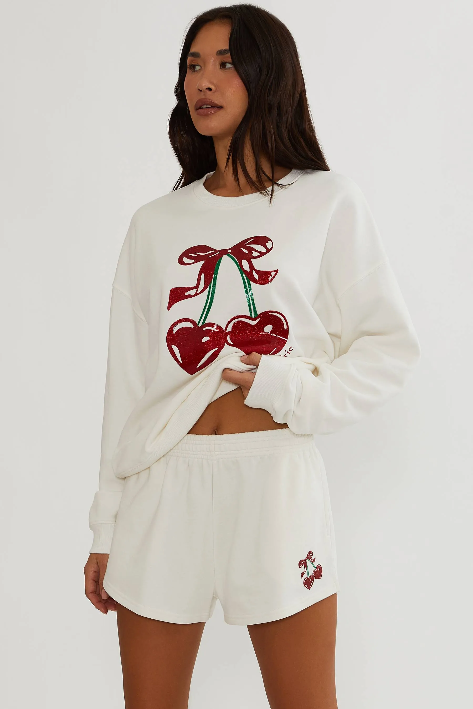Anthropologie X Beach Riot Devyn Sweatshirt Ma Cherie White sold by Beach Riot product image thumbnail 3