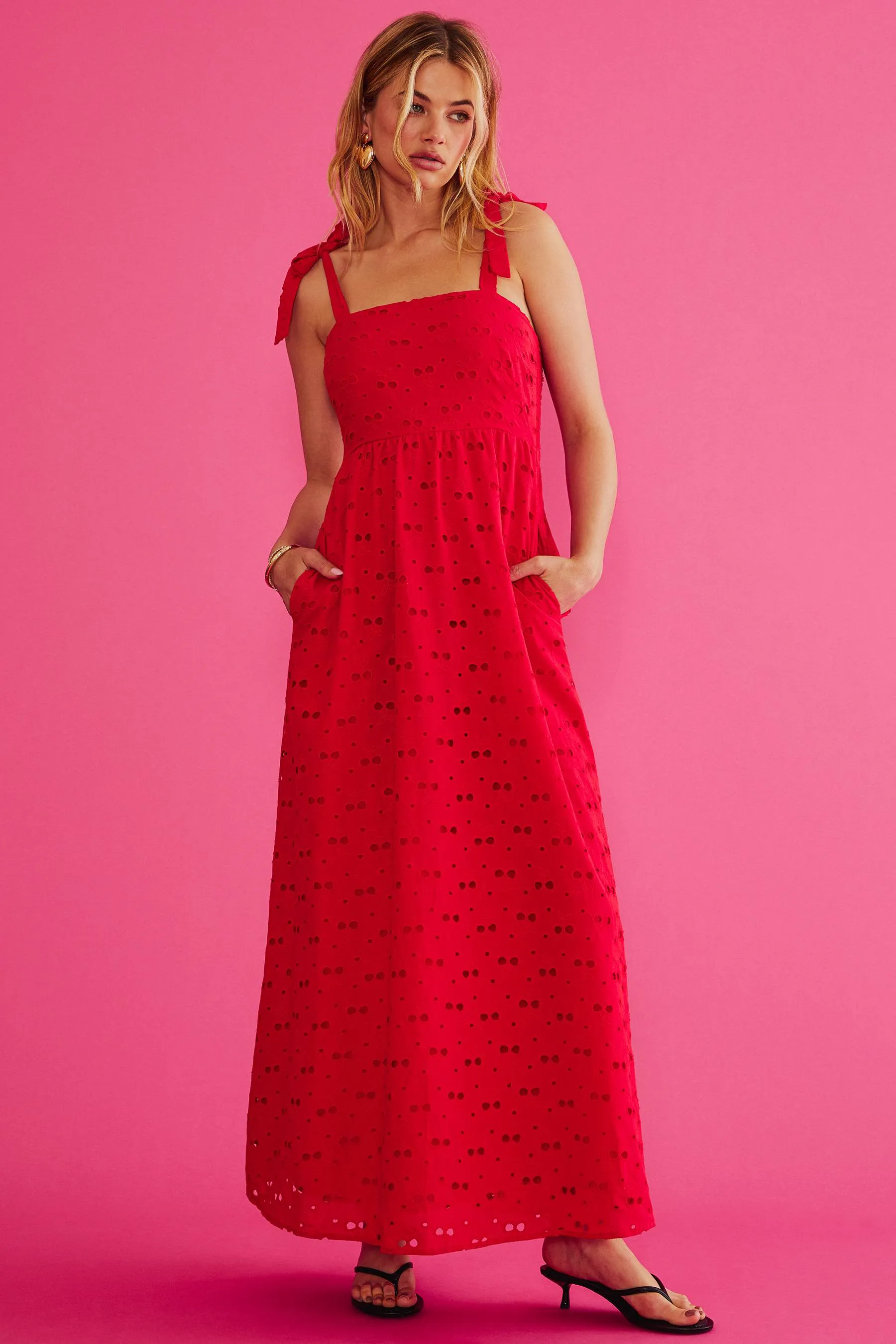 Charlotte Dress Cherry Eyelet sold by Beach Riot product image thumbnail 3