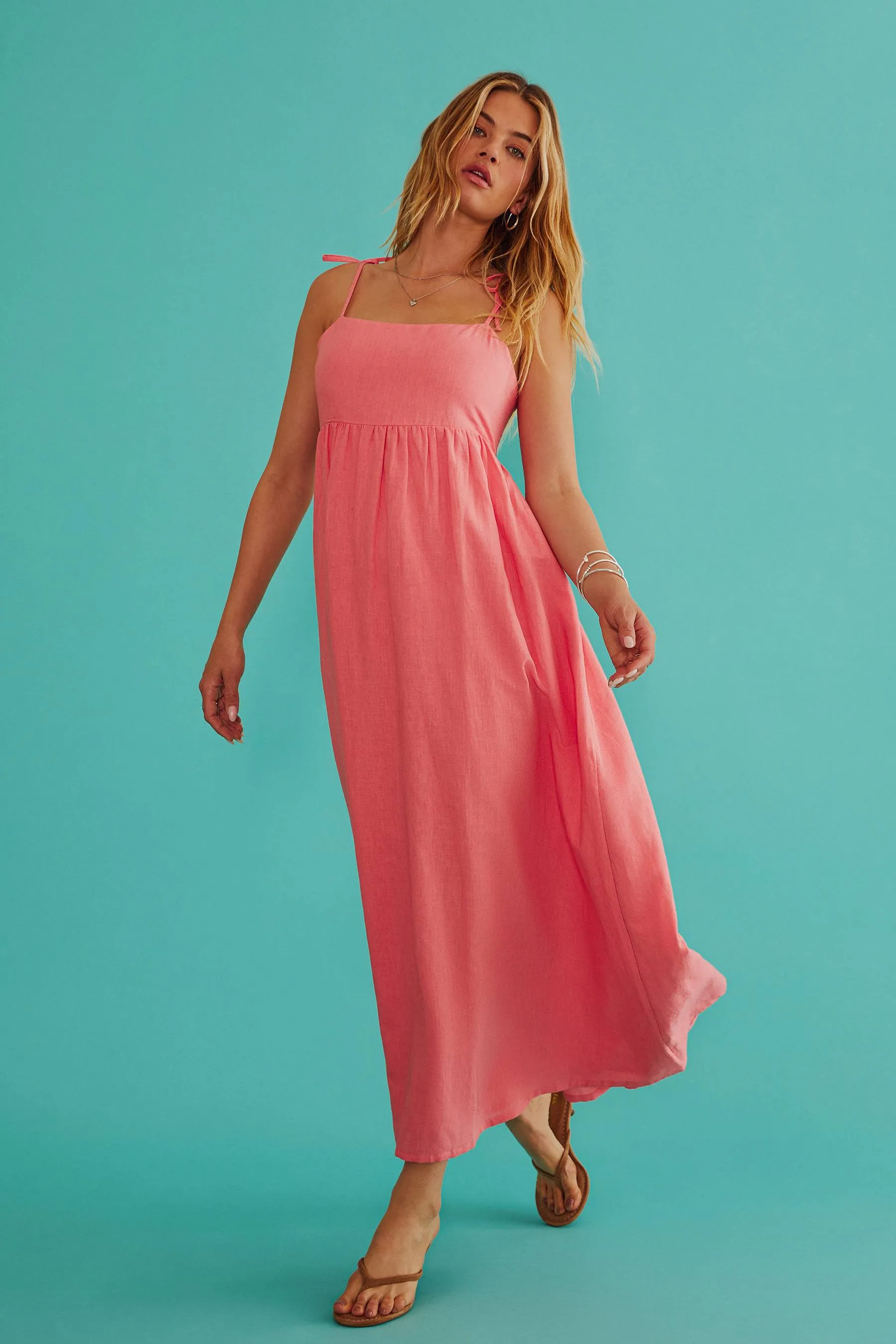Valory Maxi Dress Coral Sea Linen sold by Beach Riot product image thumbnail 3