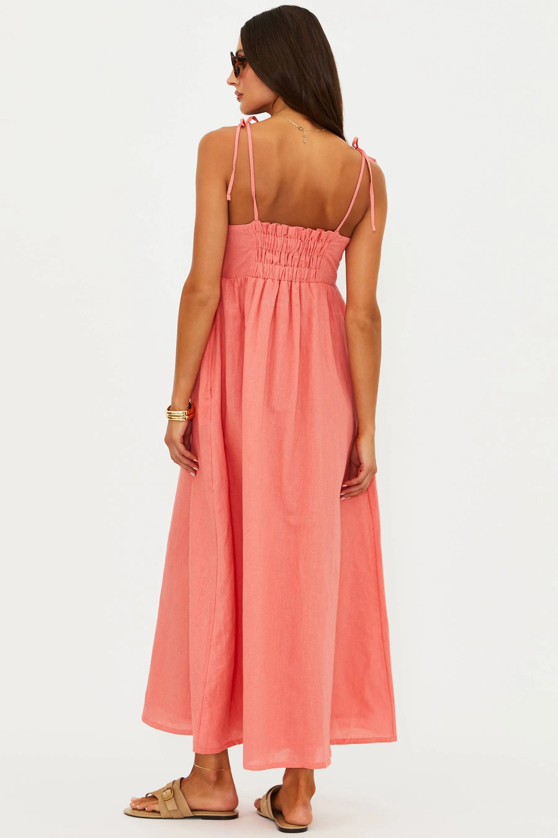 Valory Maxi Dress Coral Sea Linen sold by Beach Riot product image thumbnail 5