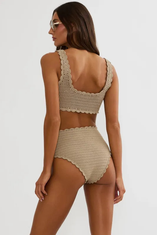 Kirby Bottom Tan Crochet sold by Beach Riot