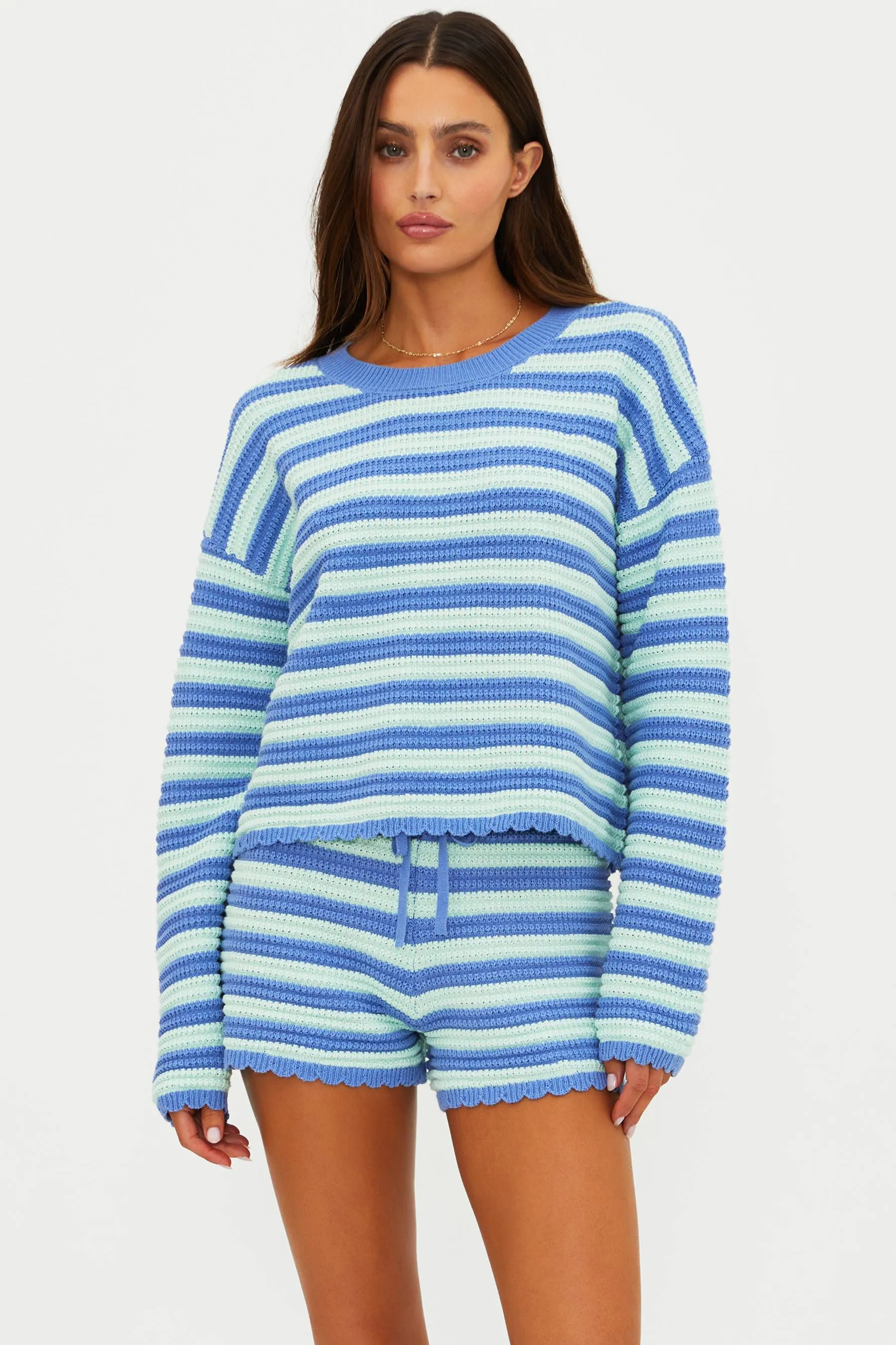 Beach Sweater Sapphire Sea Stripe sold by Beach Riot