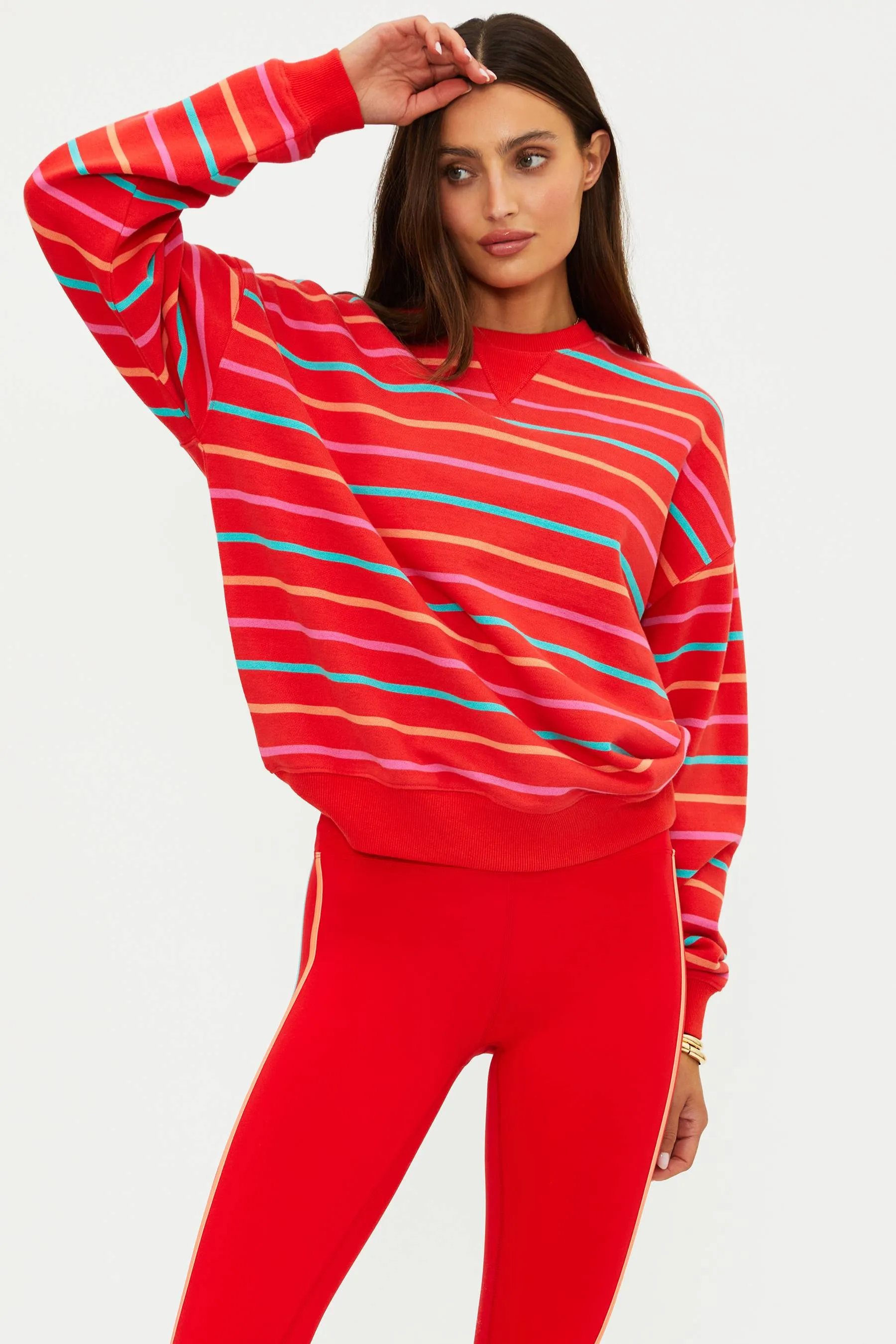 Devyn Oversized Sweatshirt Strawberry Sunset Stripe sold by Beach Riot product image thumbnail 5