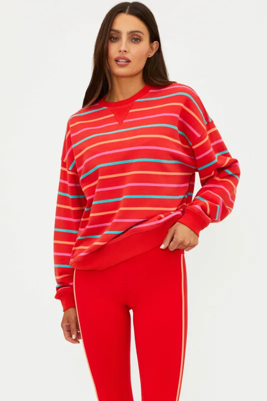 Devyn Oversized Sweatshirt Strawberry Sunset Stripe made by Beach Riot