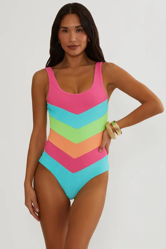 Cinthia One Piece Aqua Haze Colorblock made by Beach Riot