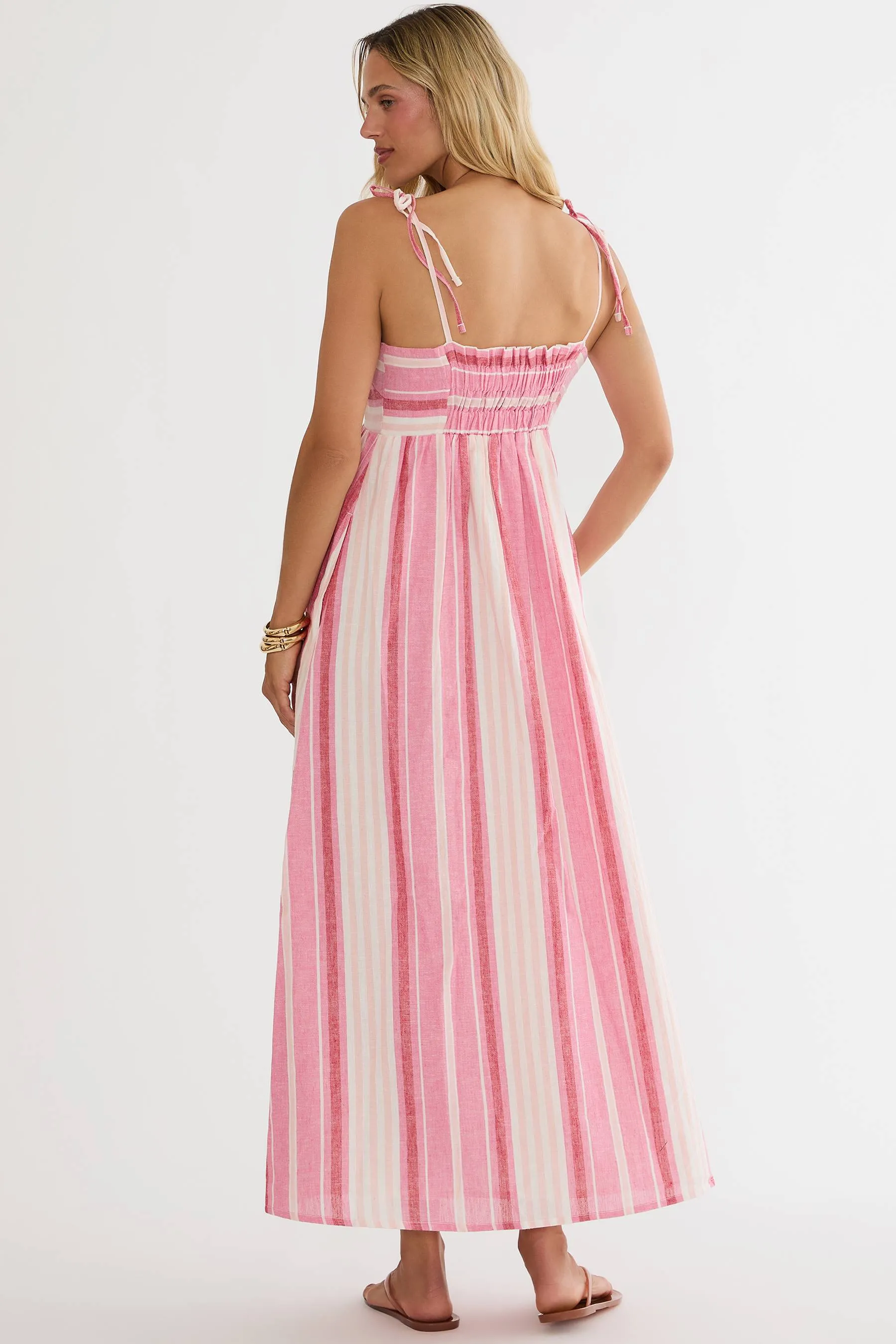 Valory Maxi Dress Bubblegum Stripe Linen sold by Beach Riot product image thumbnail 2