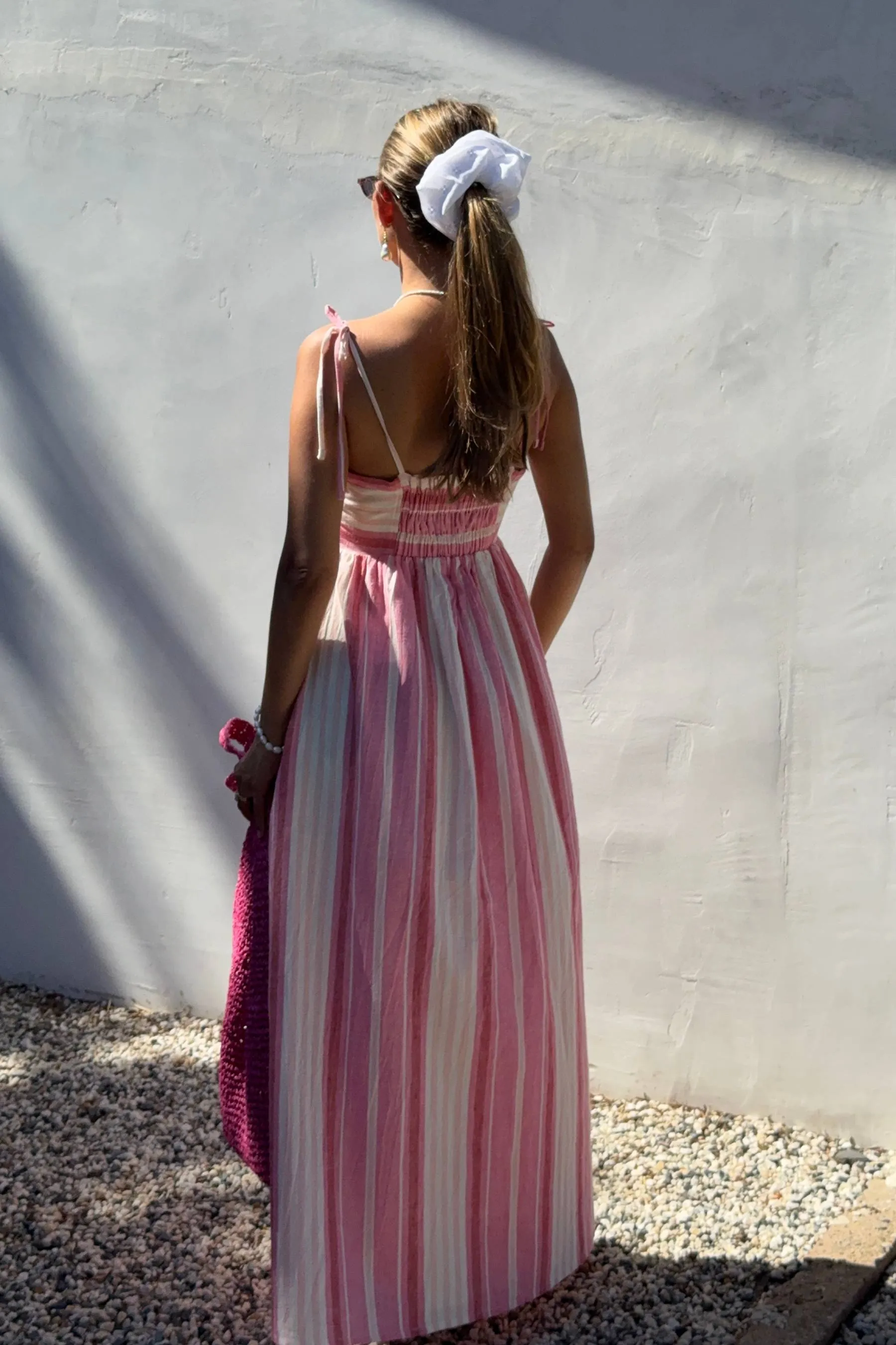 Valory Maxi Dress Bubblegum Stripe Linen sold by Beach Riot product image thumbnail 5