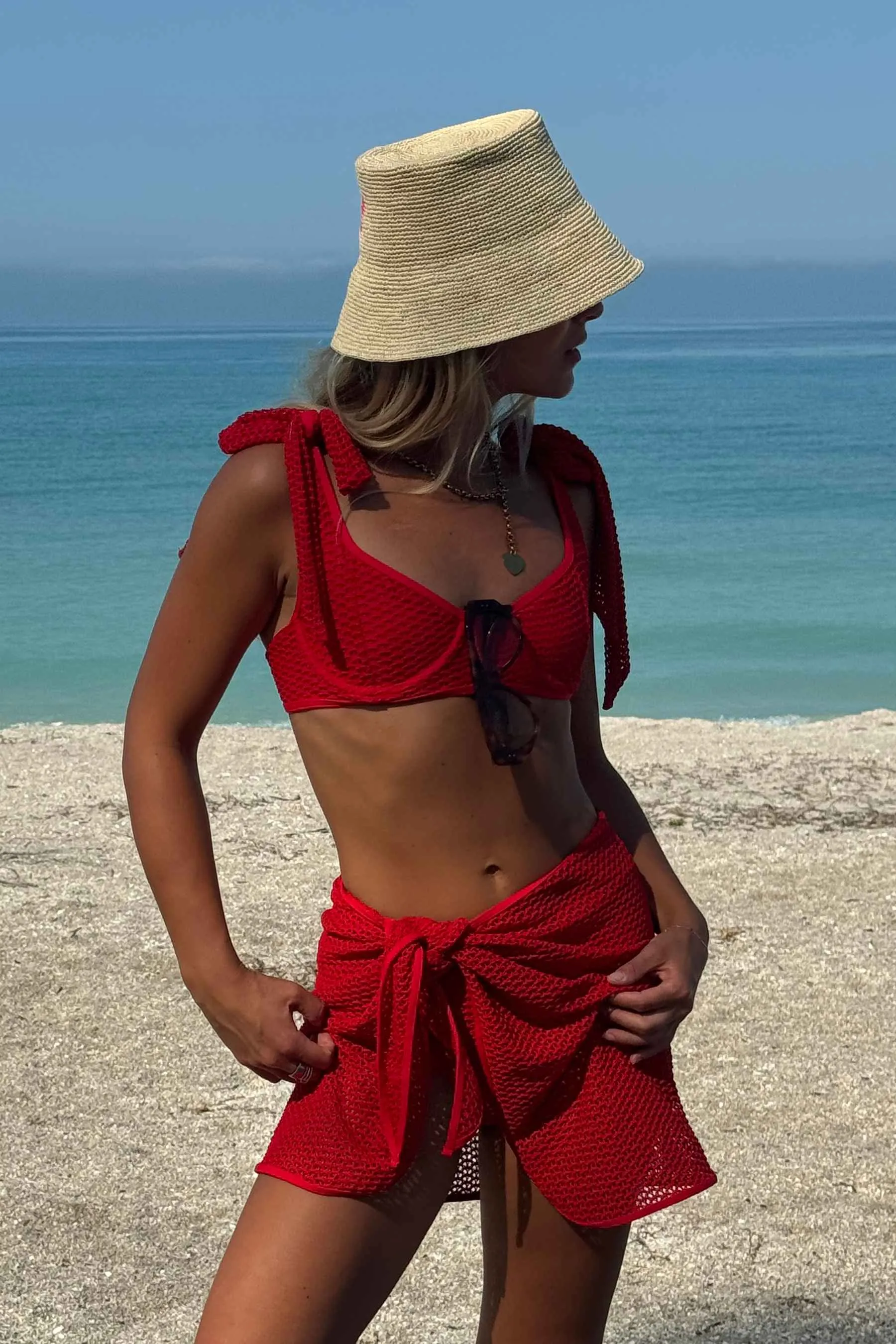 Mini Sarong Red Crochet sold by Beach Riot product image thumbnail 4