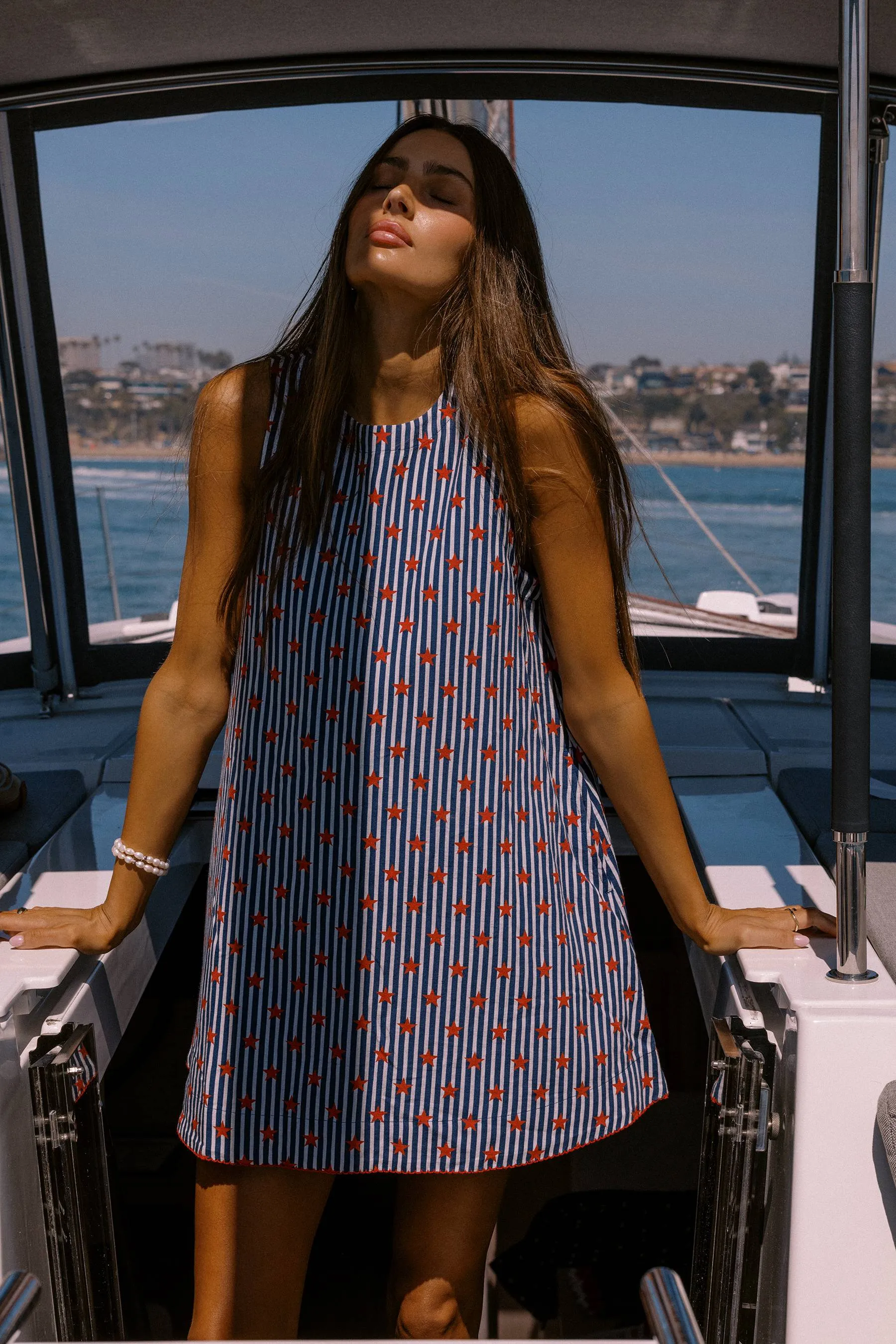 Caprina Mini Dress Star Spangled Seas Linen sold by Beach Riot product image thumbnail 4